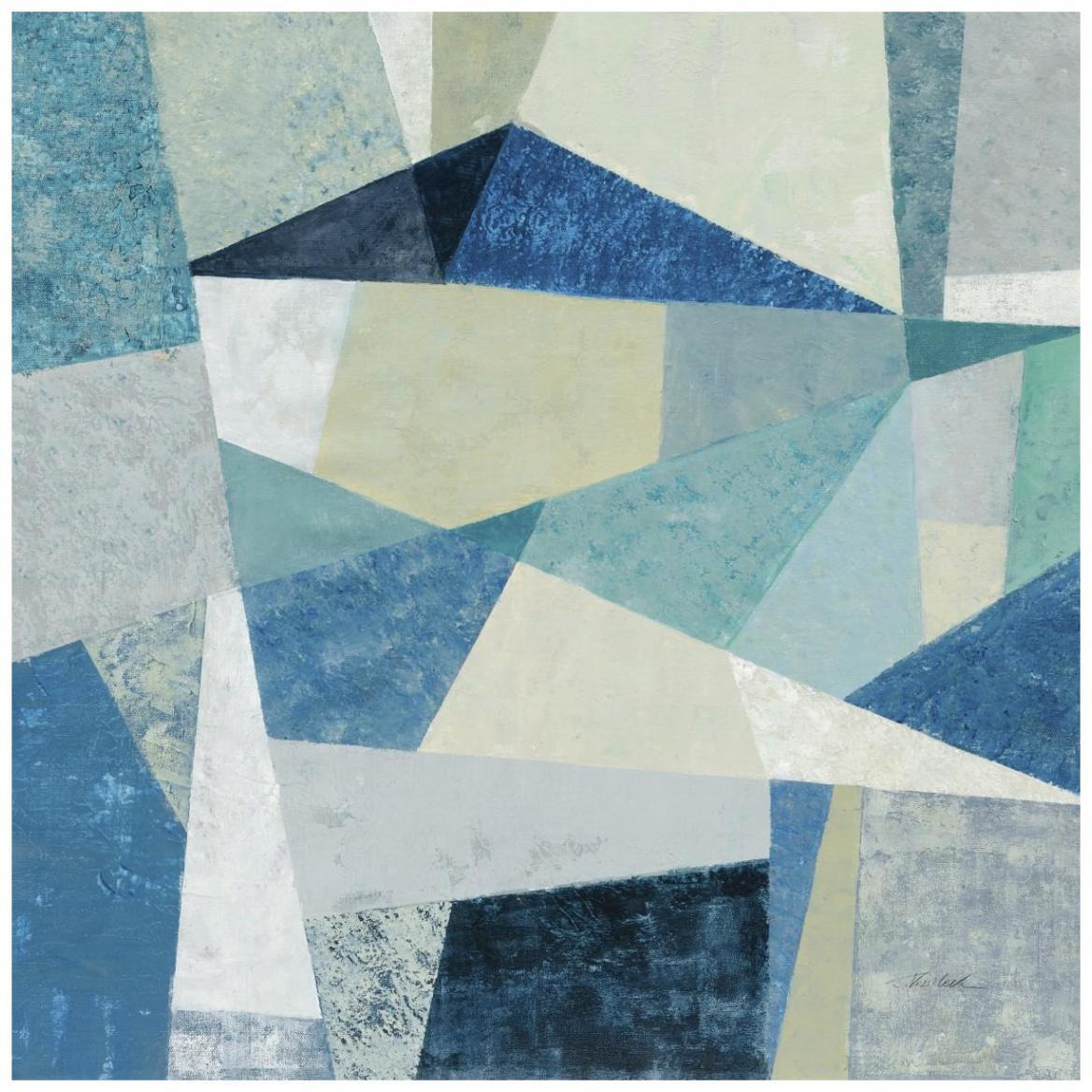 Indigo Geo Metric Soft -Paper Art-42&quotx42"