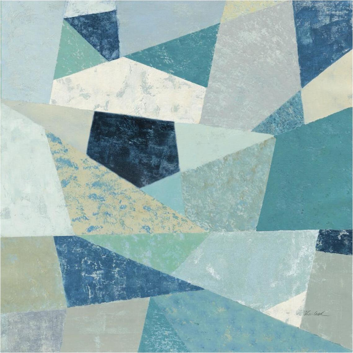 Indigo Geo Metric II Soft -Paper Art-38&quotx38"