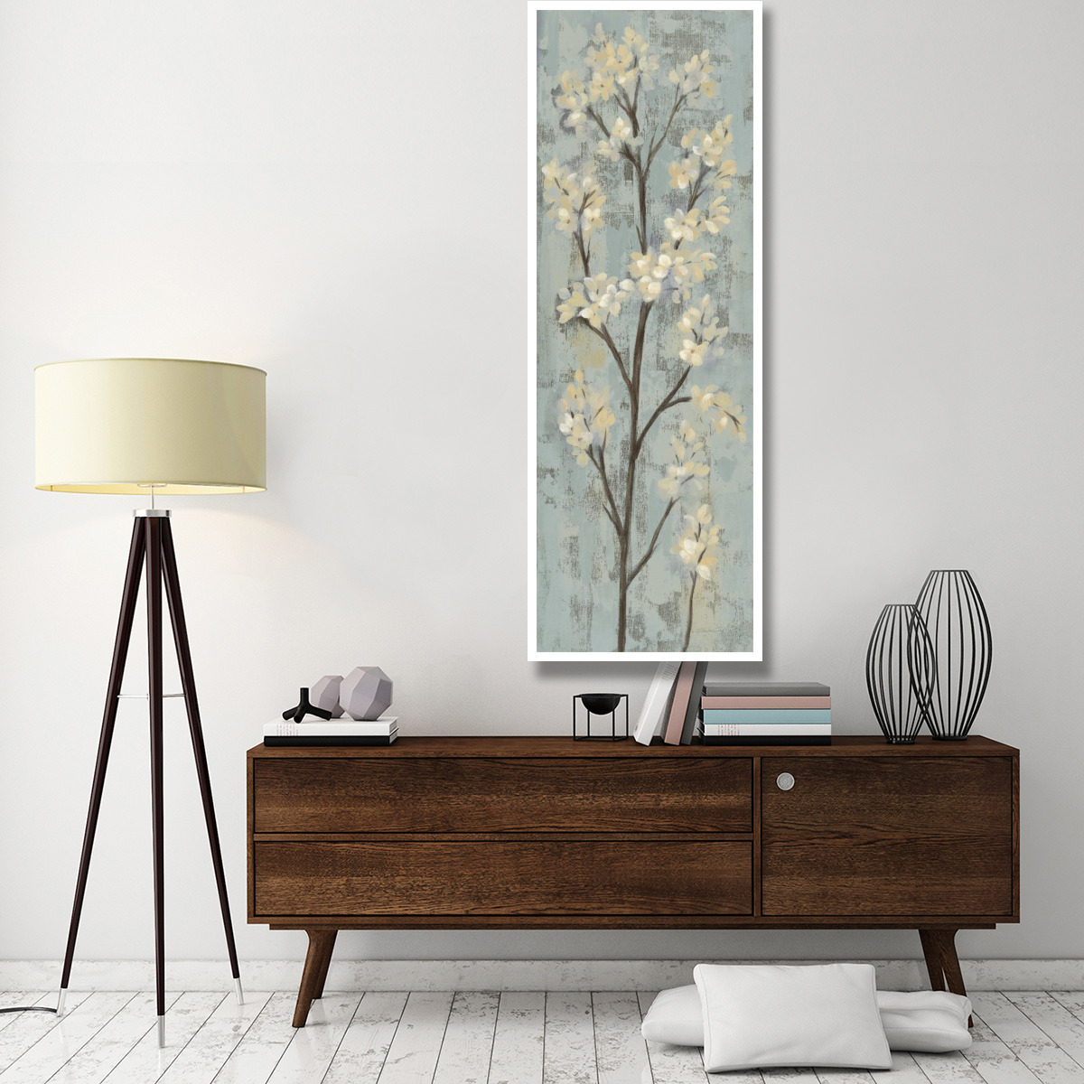 Almond Branch I on Light Blue -Paper Art-26&quotx74"