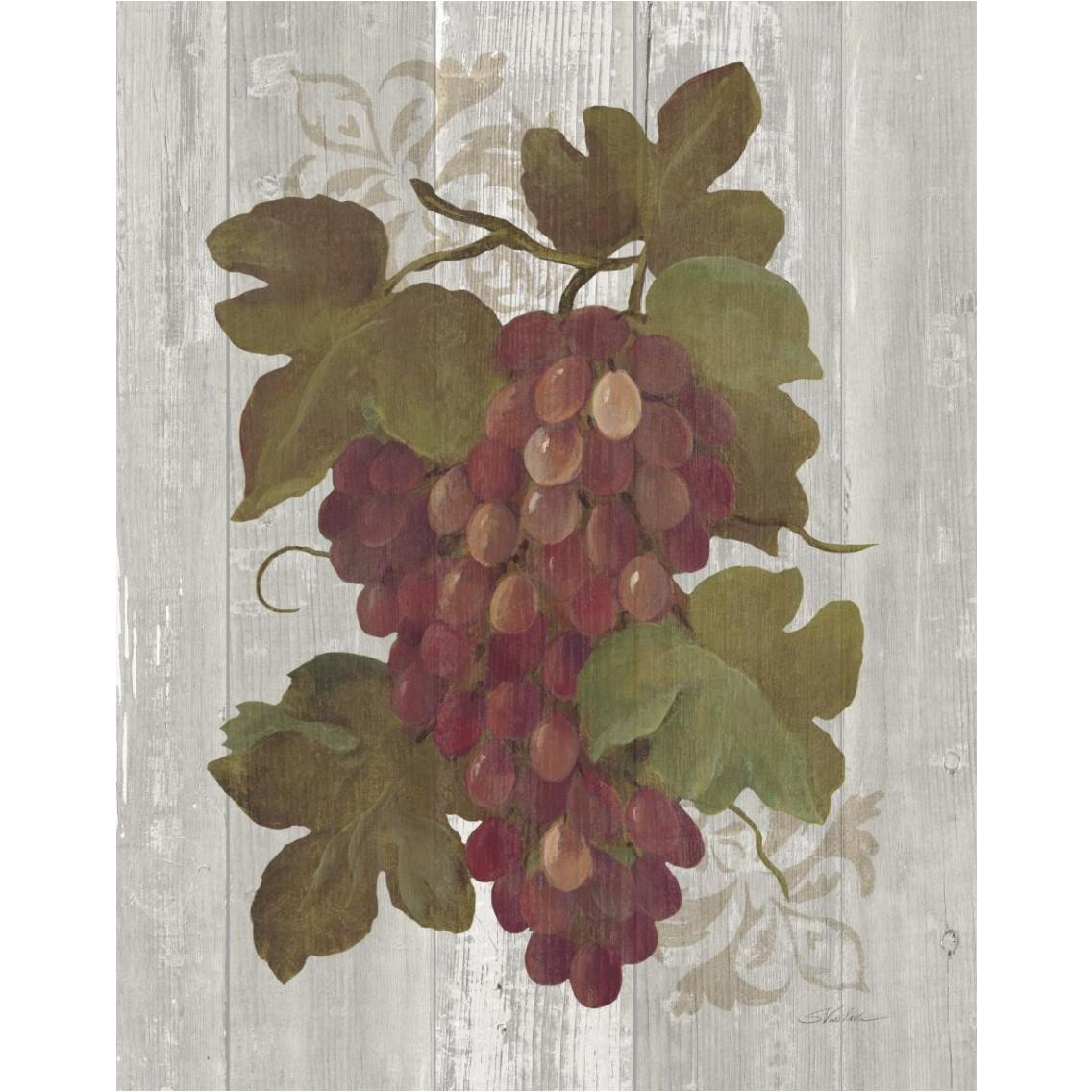 Autumn Grapes I on Wood -Paper Art-30&quotx37"