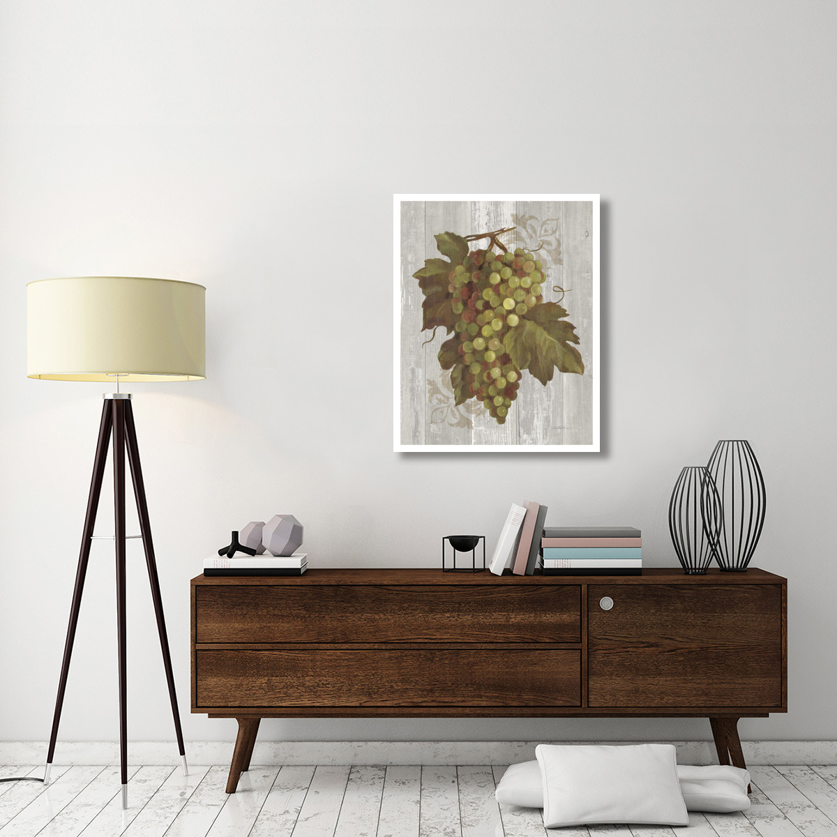 Autumn Grapes II on Wood -Paper Art-30&quotx37"