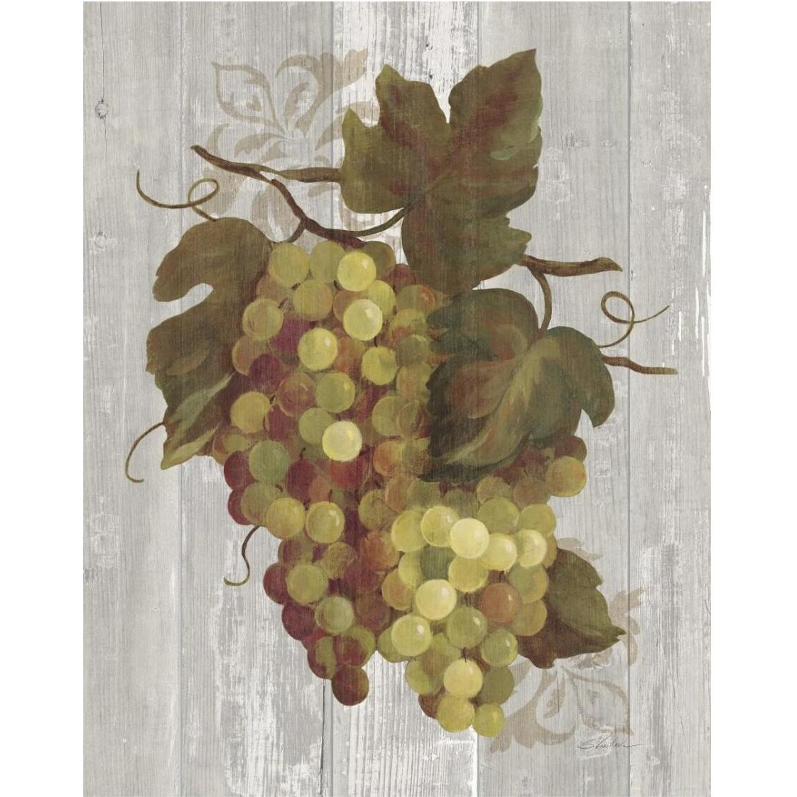 Autumn Grapes IV on Wood -Paper Art-24&quotx30"
