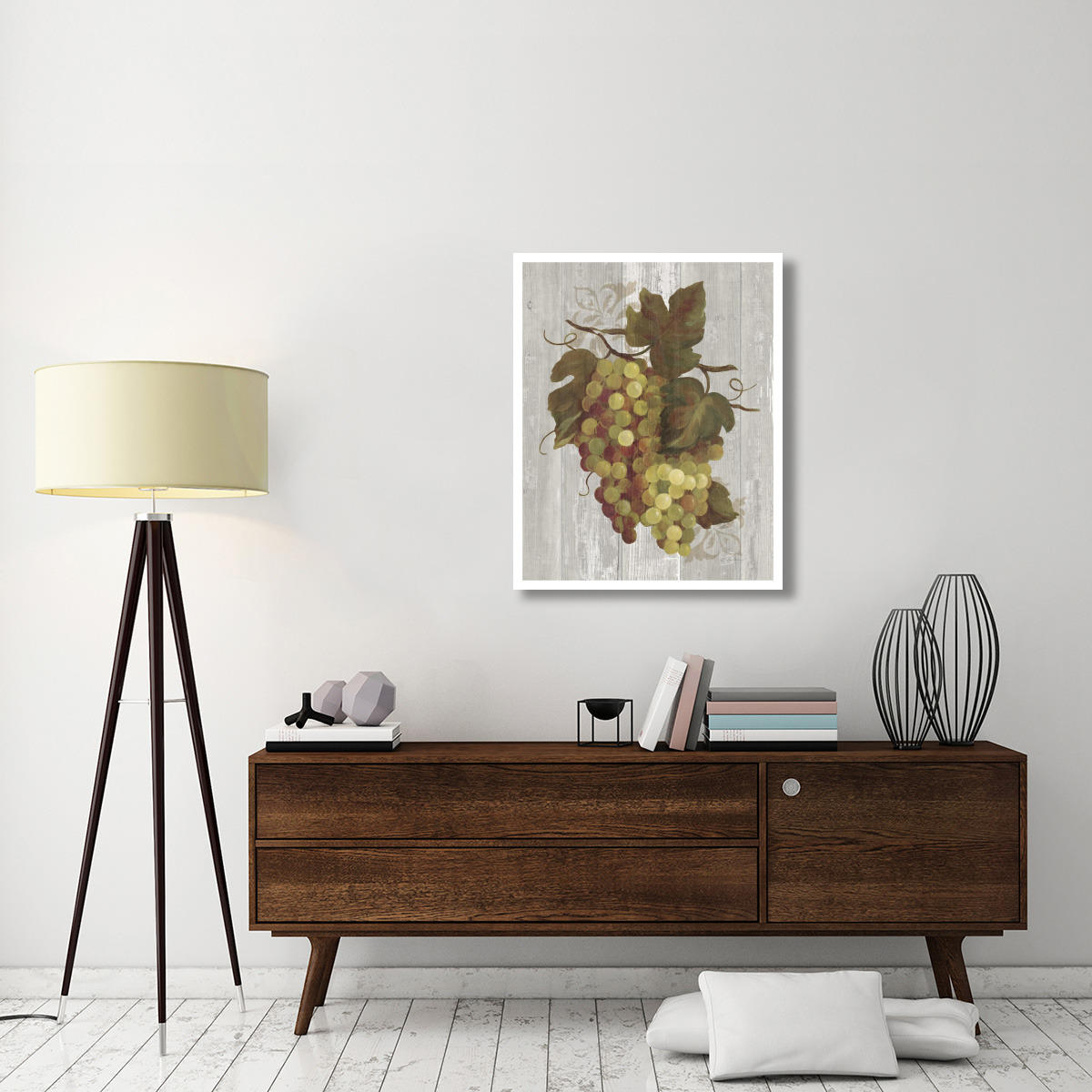 Autumn Grapes IV on Wood -Paper Art-30&quotx37"