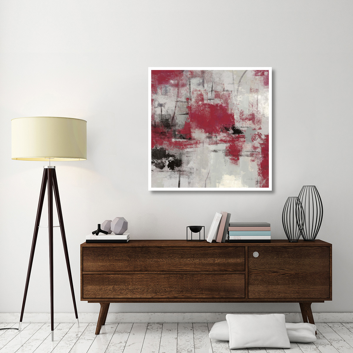 Stone Gardens III Red -Paper Art-42&quotx42"