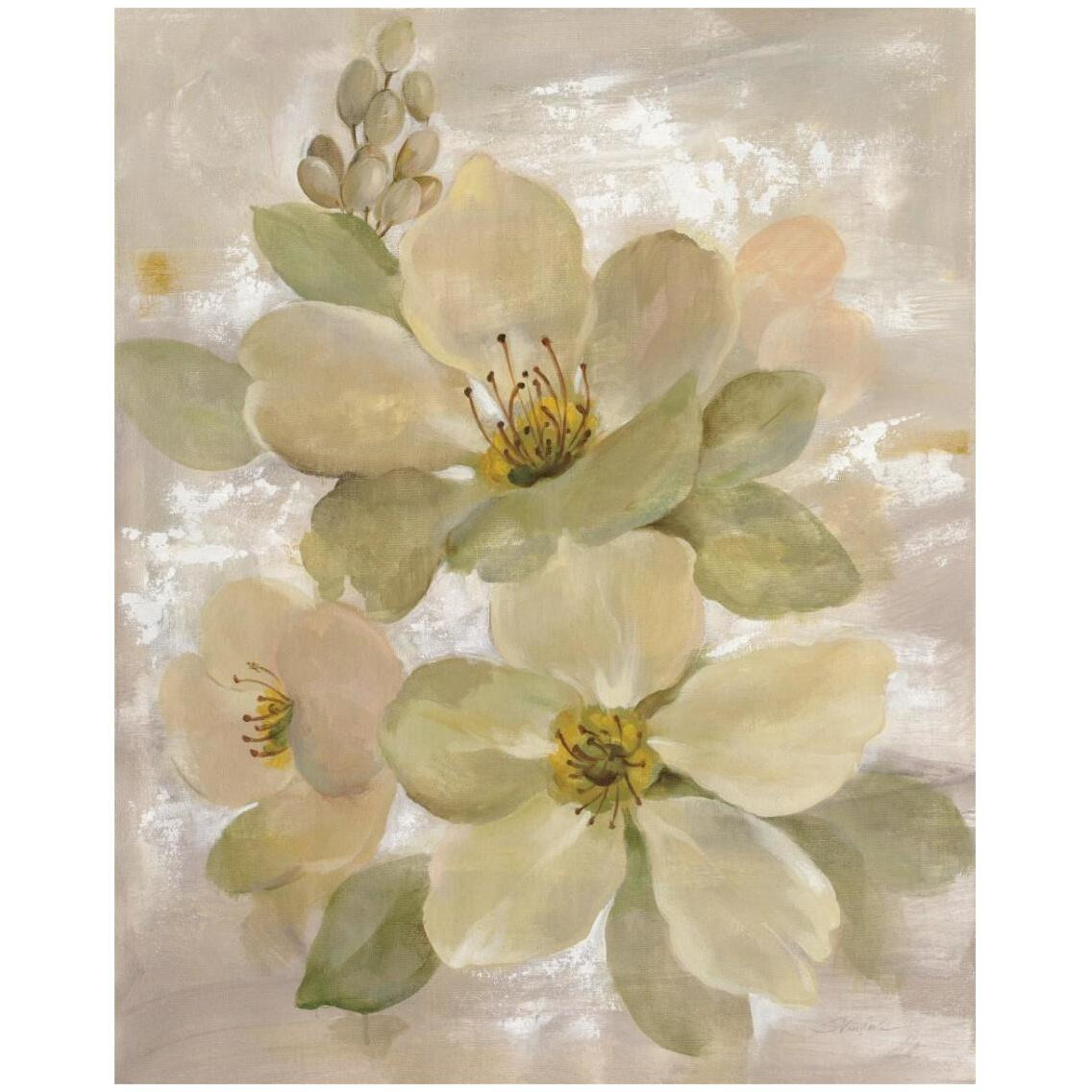 White on White Floral I -Paper Art-24&quotx30"