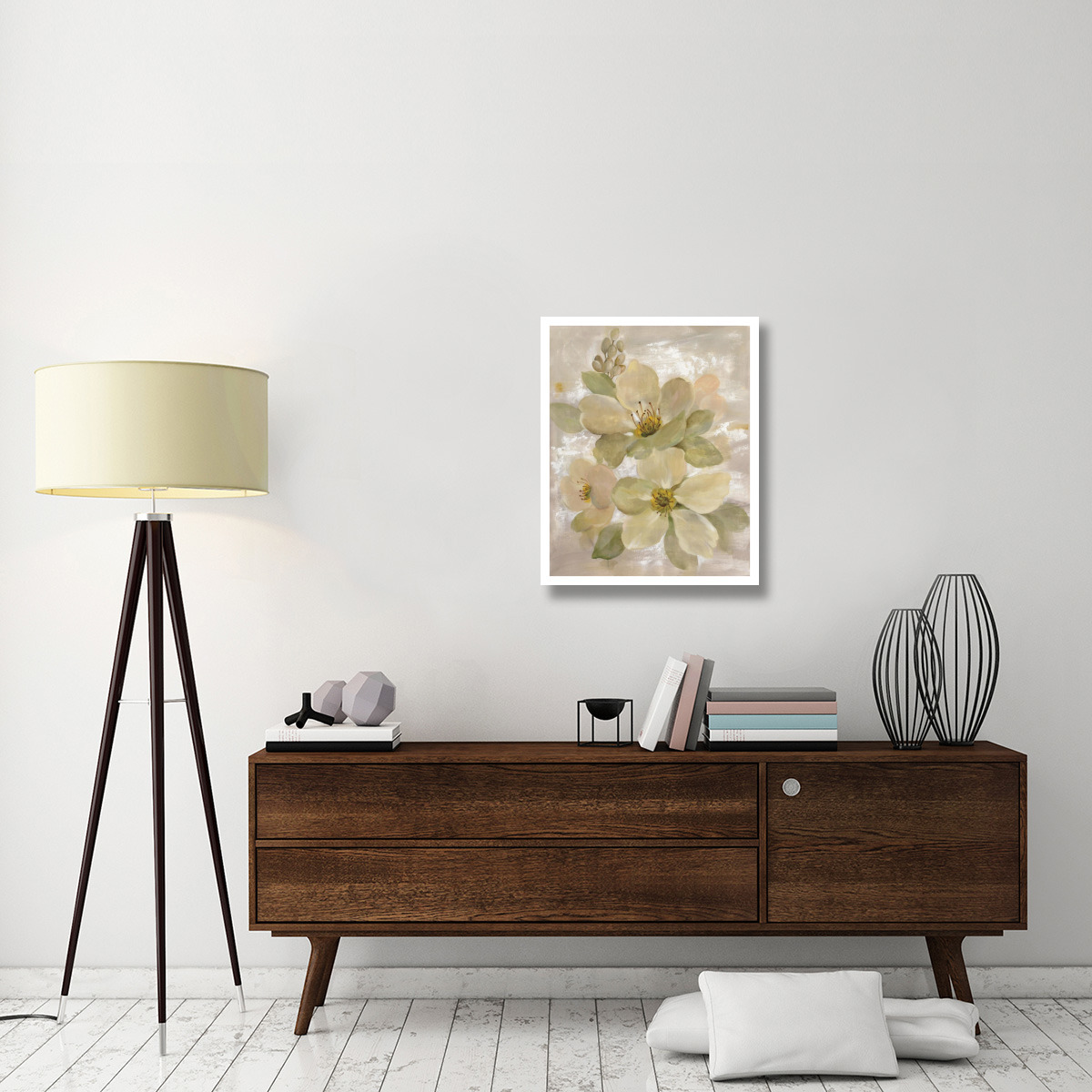 White on White Floral I -Paper Art-24&quotx30"