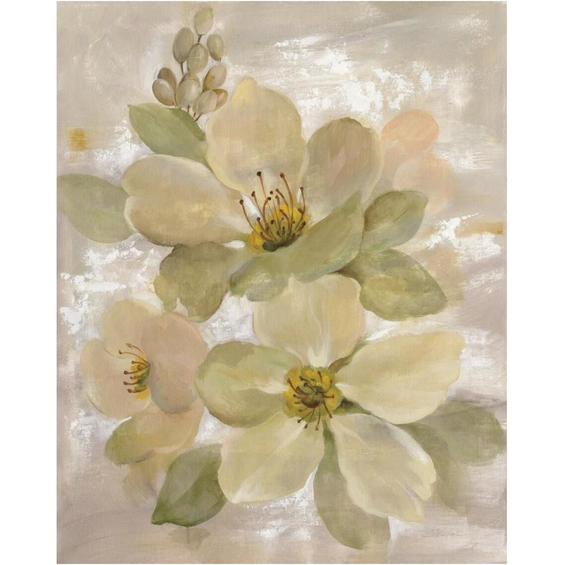 White on White Floral I -Paper Art-30&quotx37"