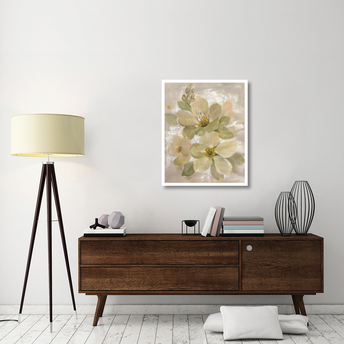 White on White Floral I -Paper Art-30&quotx37"