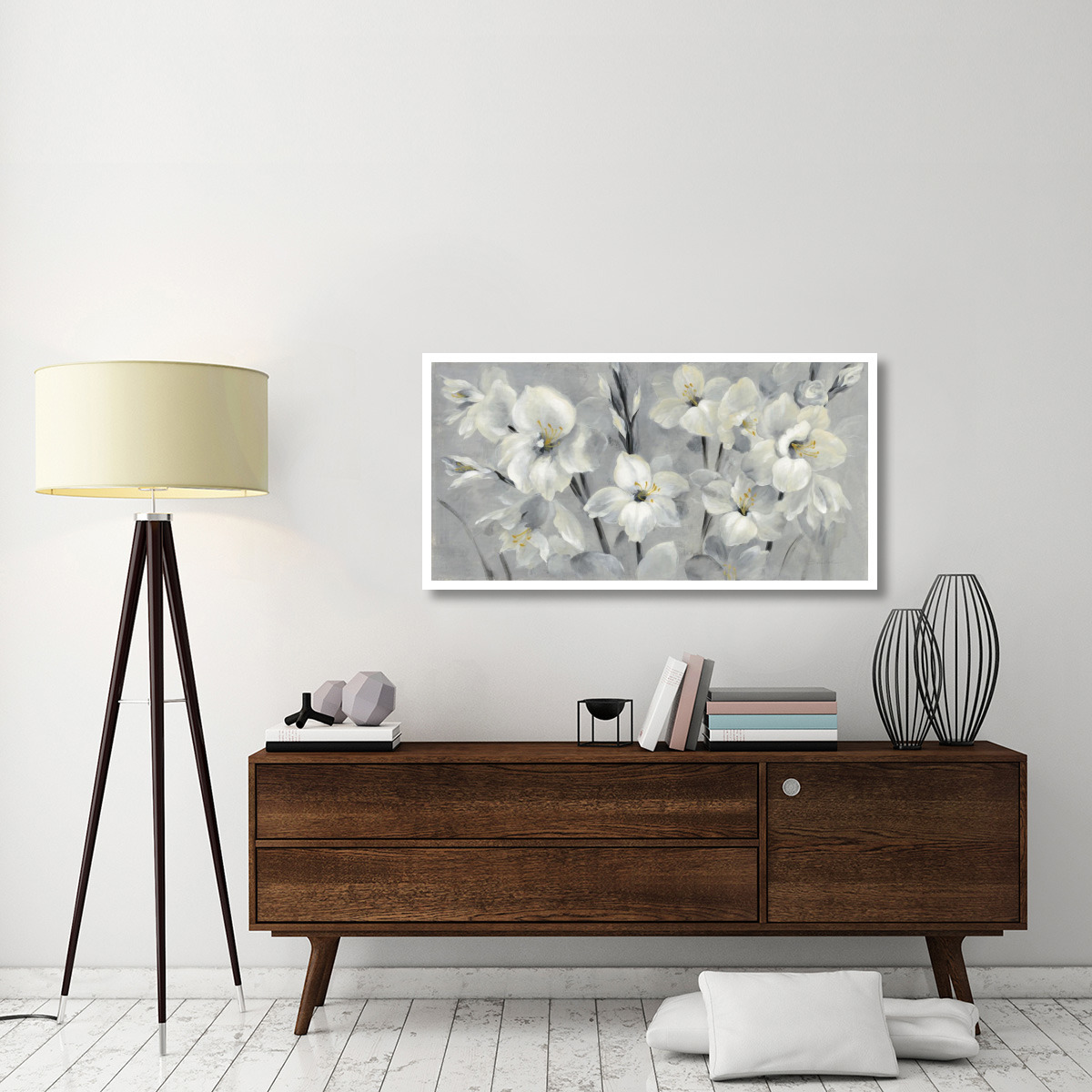 Flowers on Gray -Paper Art-50&quotx26"