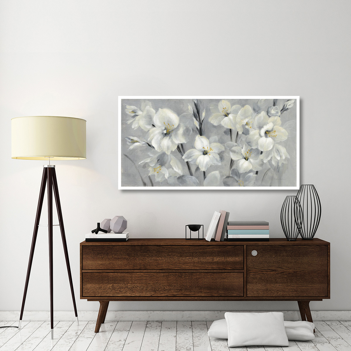 Flowers on Gray -Paper Art-62&quotx32"