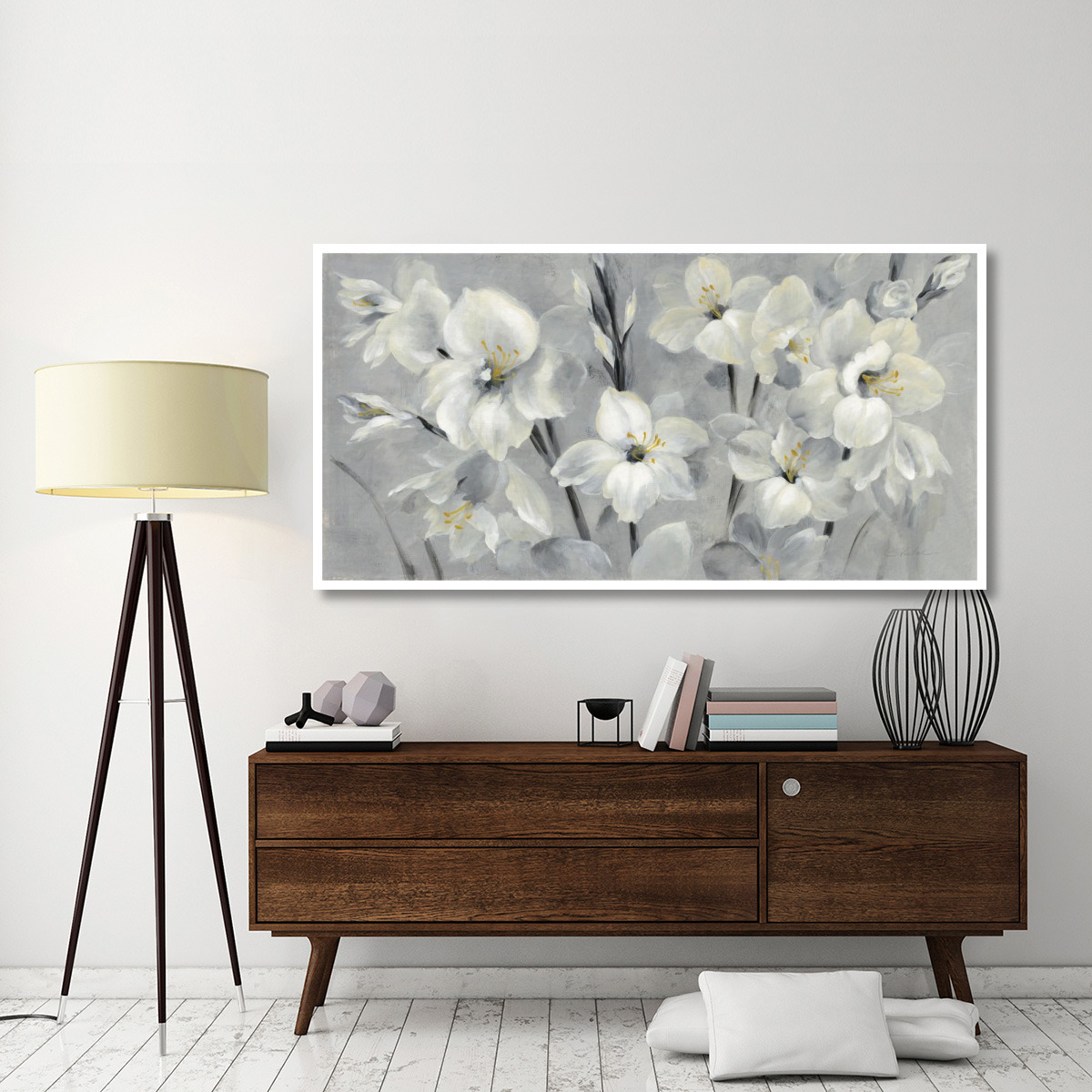 Flowers on Gray -Paper Art-74&quotx38"