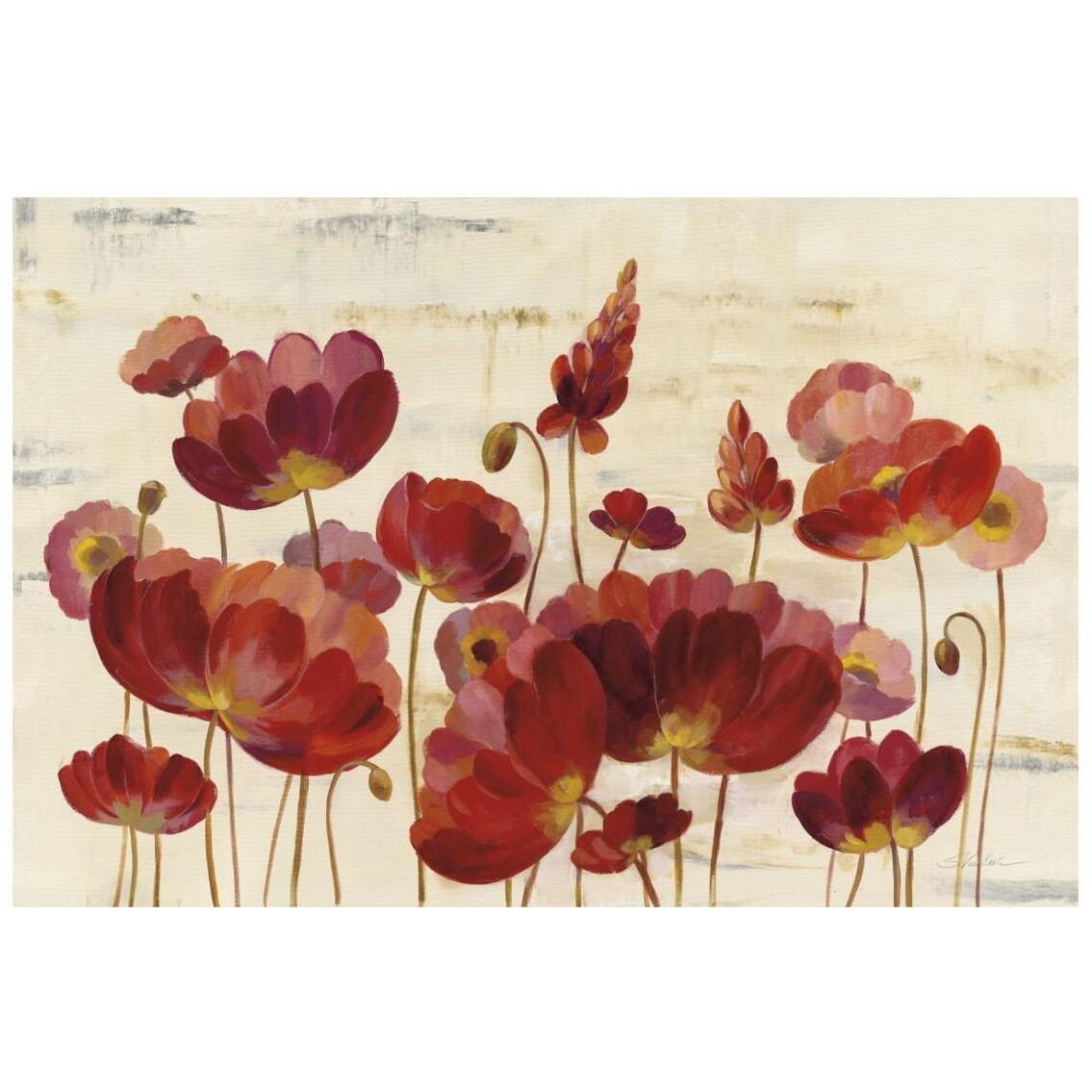 Red Flowers on Marble -Paper Art-26&quotx18"