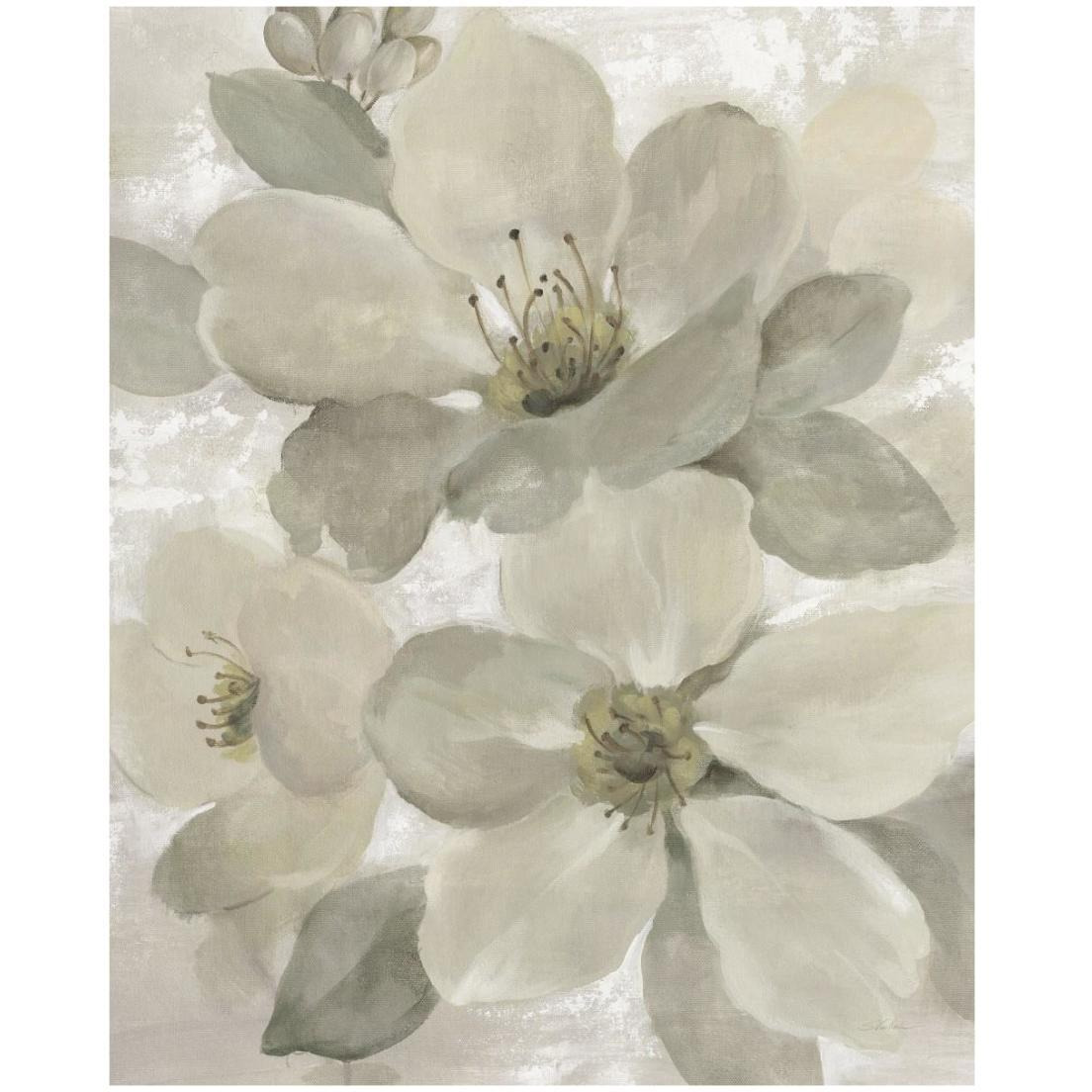 White on White Floral I Crop Neutral -Paper Art-18&quotx22"