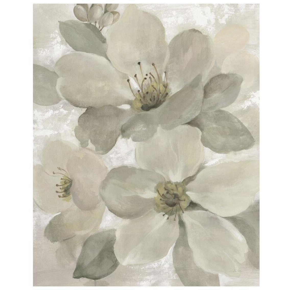 White on White Floral I Crop Neutral -Paper Art-22&quotx26"