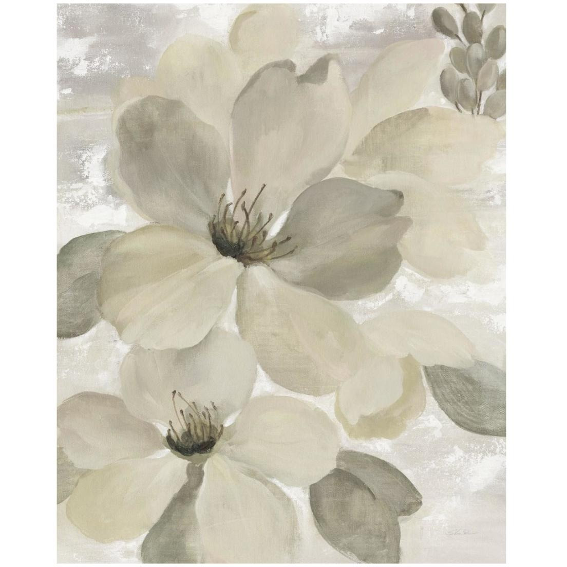 White on White Floral II Crop Neutral -Paper Art-18&quotx22"