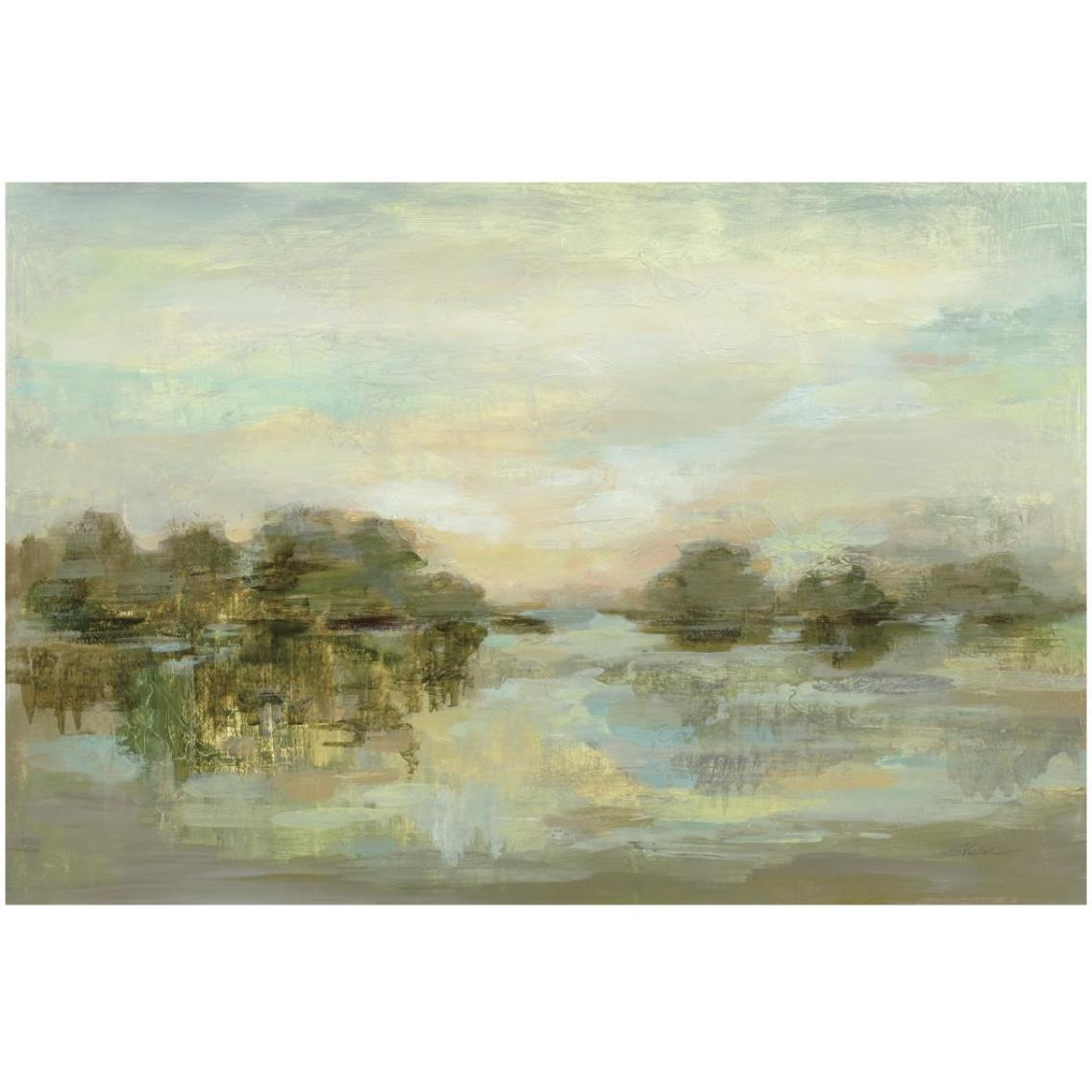 Dreamy Lake Green -Paper Art-32&quotx22"