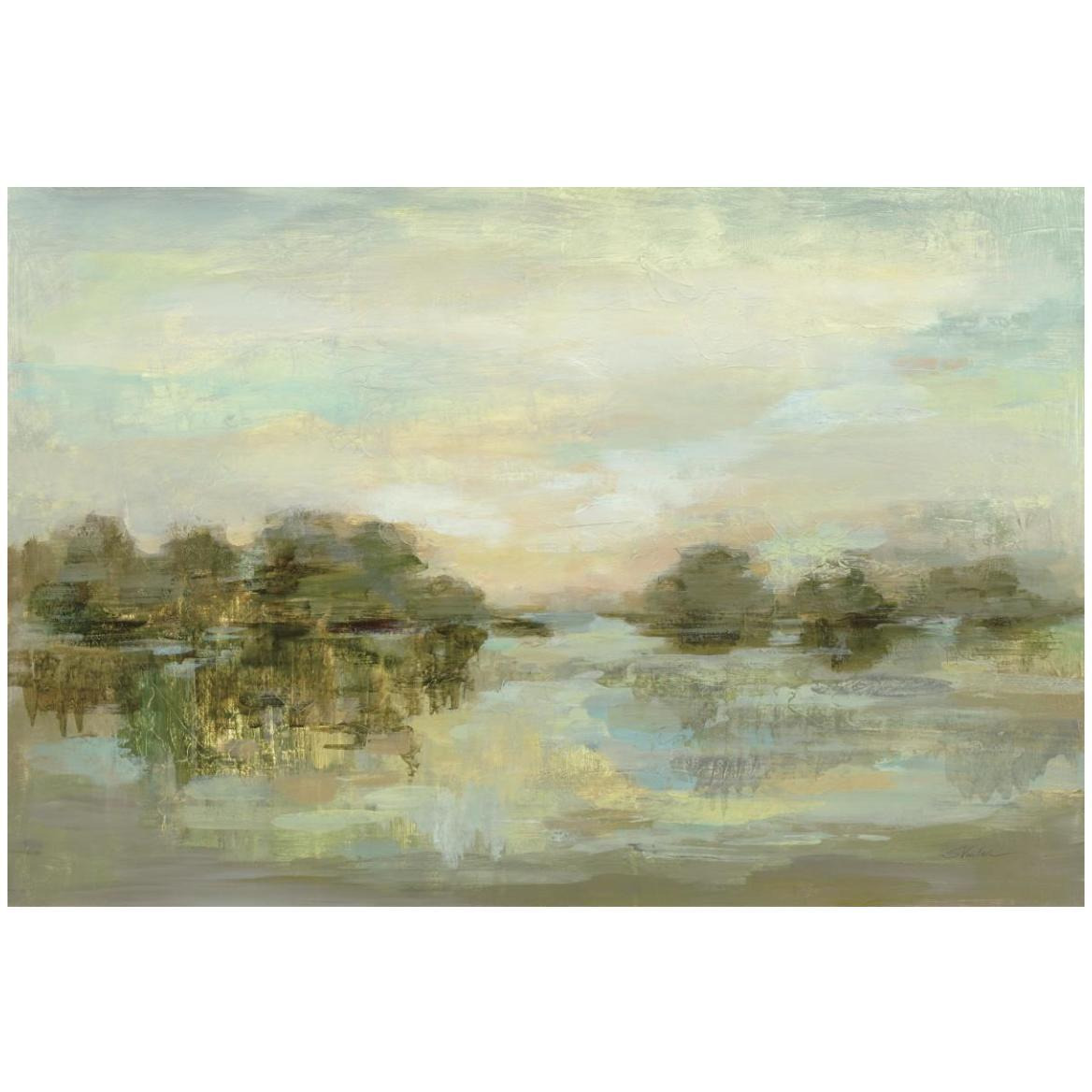 Dreamy Lake Green -Paper Art-50&quotx34"