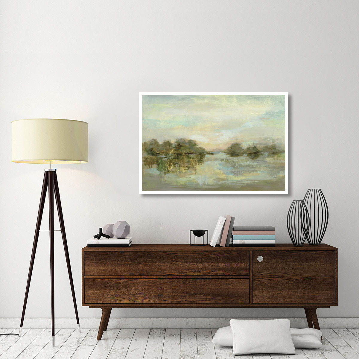 Dreamy Lake Green -Paper Art-50&quotx34"