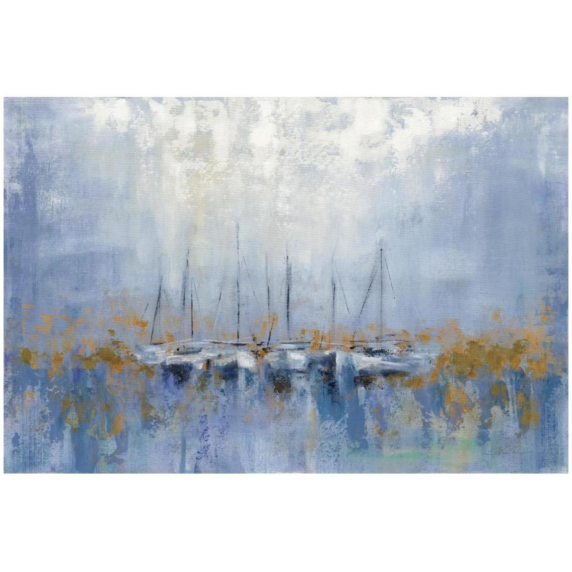Boats in the Harbor I -Paper Art-20&quotx14"