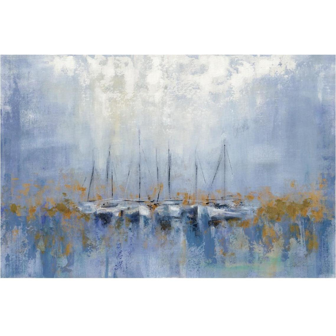 Boats in the Harbor I -Paper Art-38&quotx26"