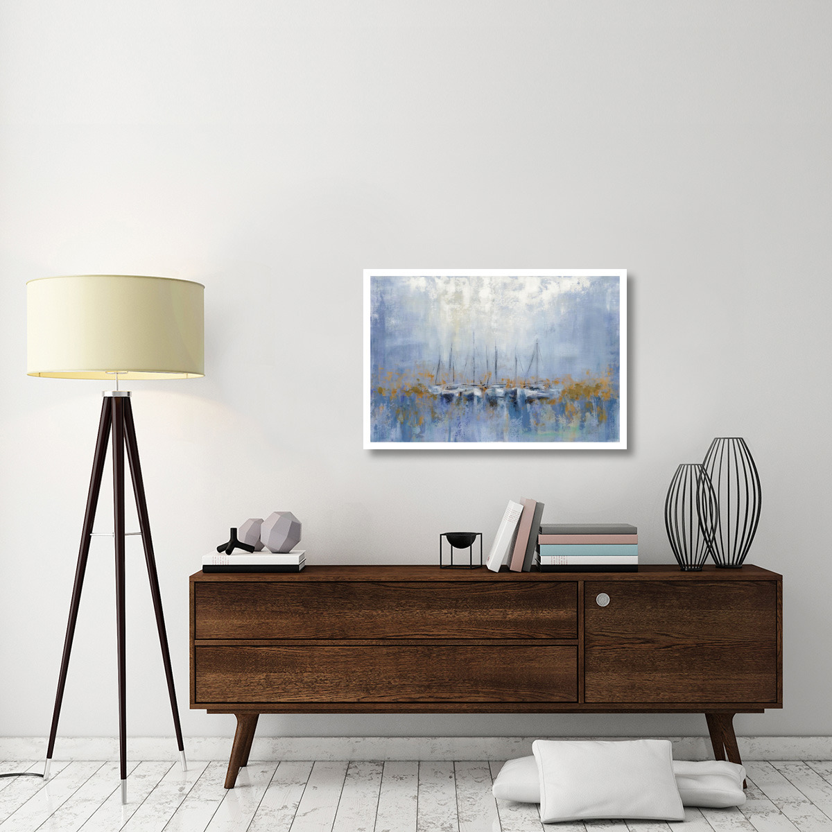 Boats in the Harbor I -Paper Art-38&quotx26"