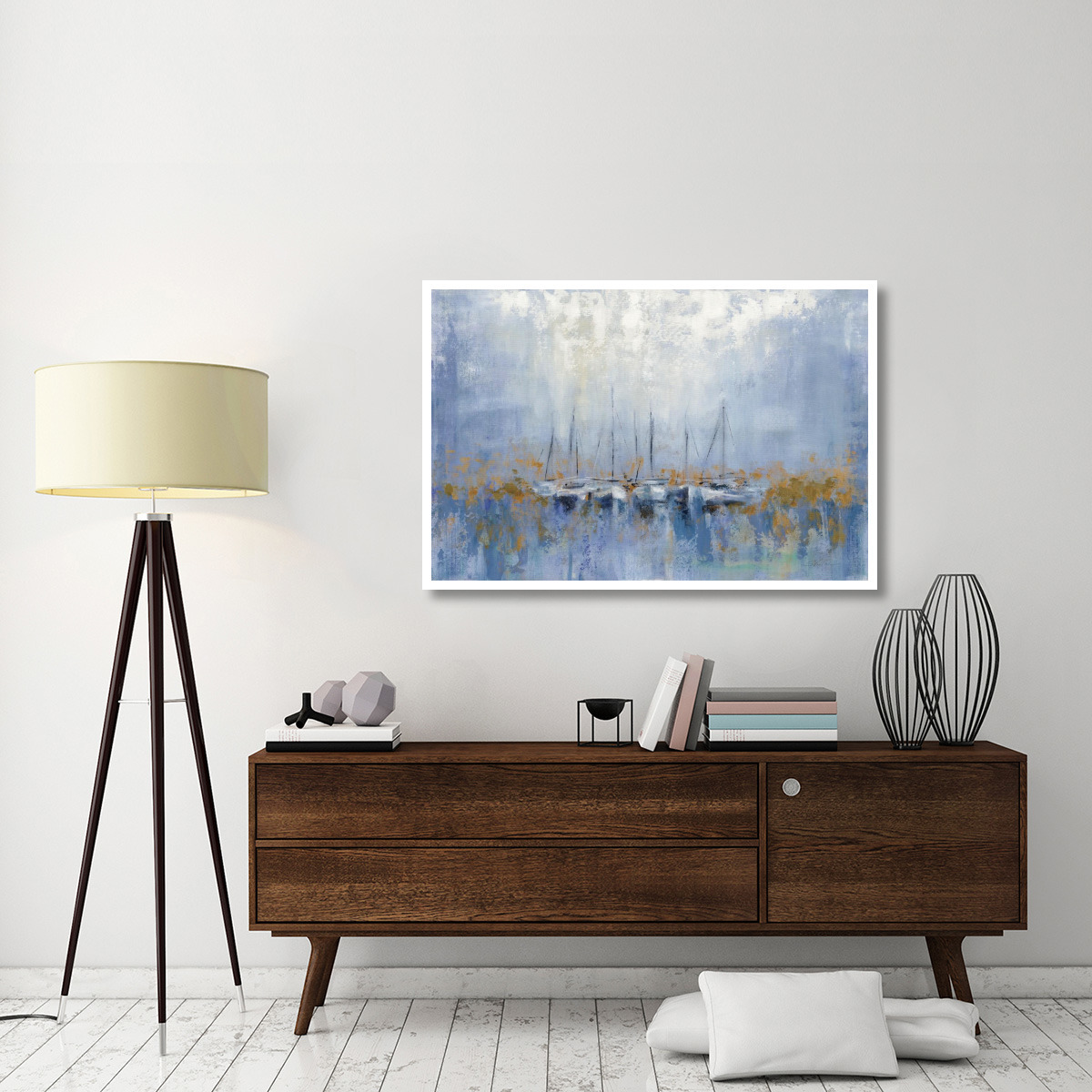 Boats in the Harbor I -Paper Art-50&quotx34"