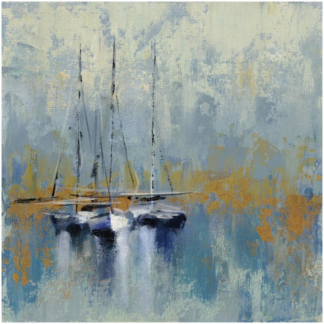 Boats in the Harbor III -Paper Art-32&quotx32"