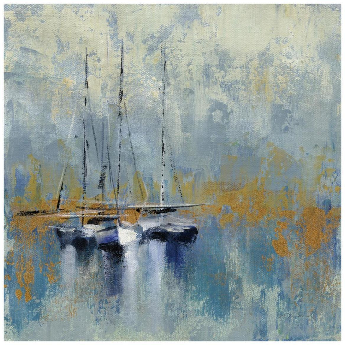 Boats in the Harbor III -Paper Art-42&quotx42"