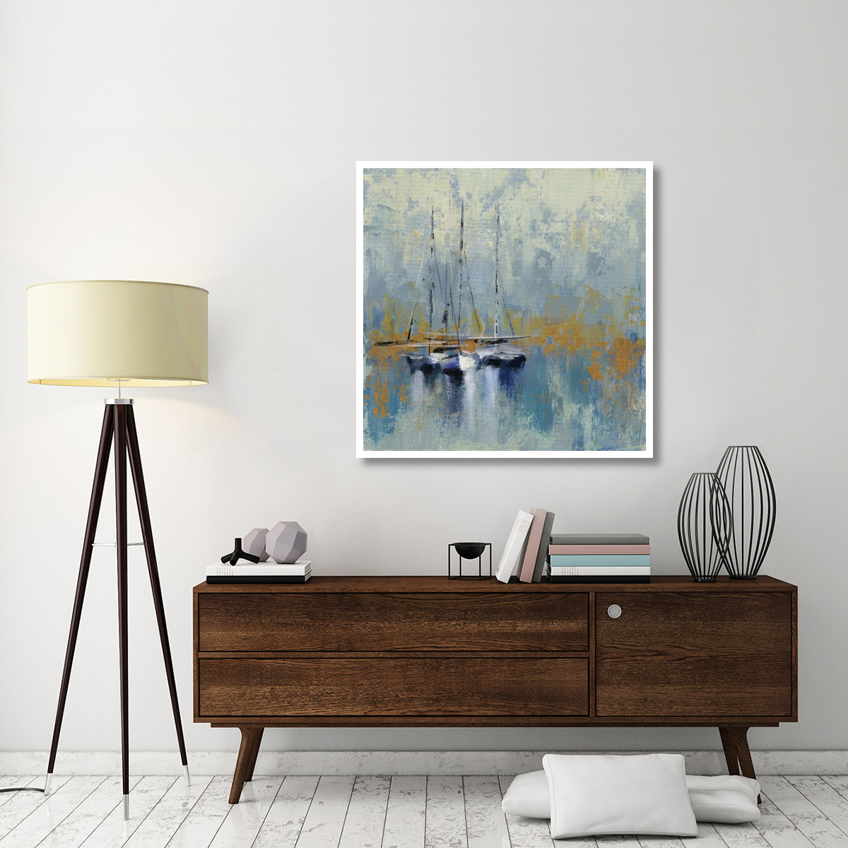 Boats in the Harbor III -Paper Art-42&quotx42"