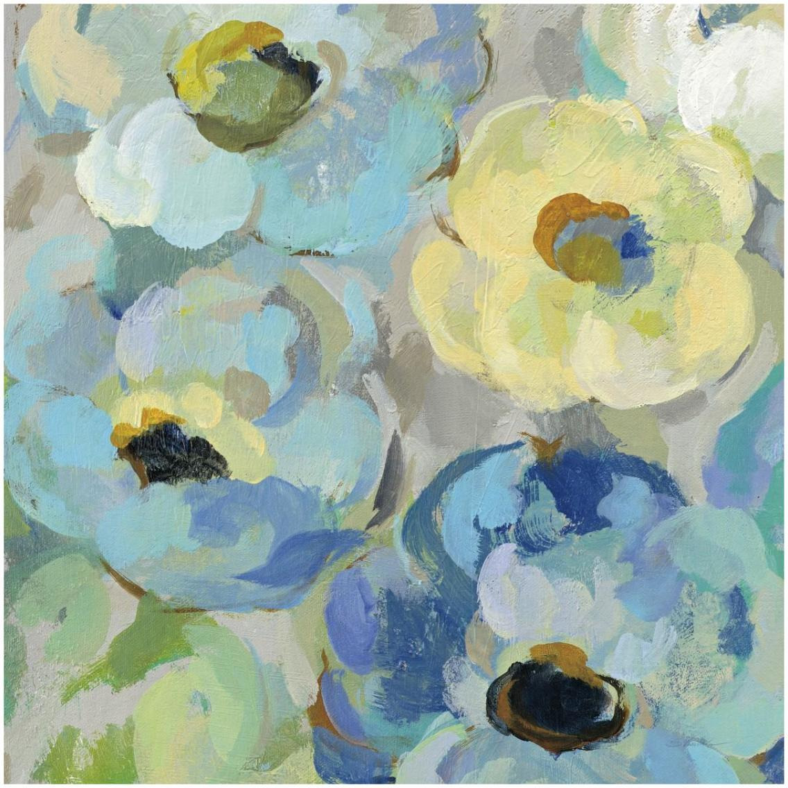 Fresh Teal Flowers II -Paper Art-32&quotx32"