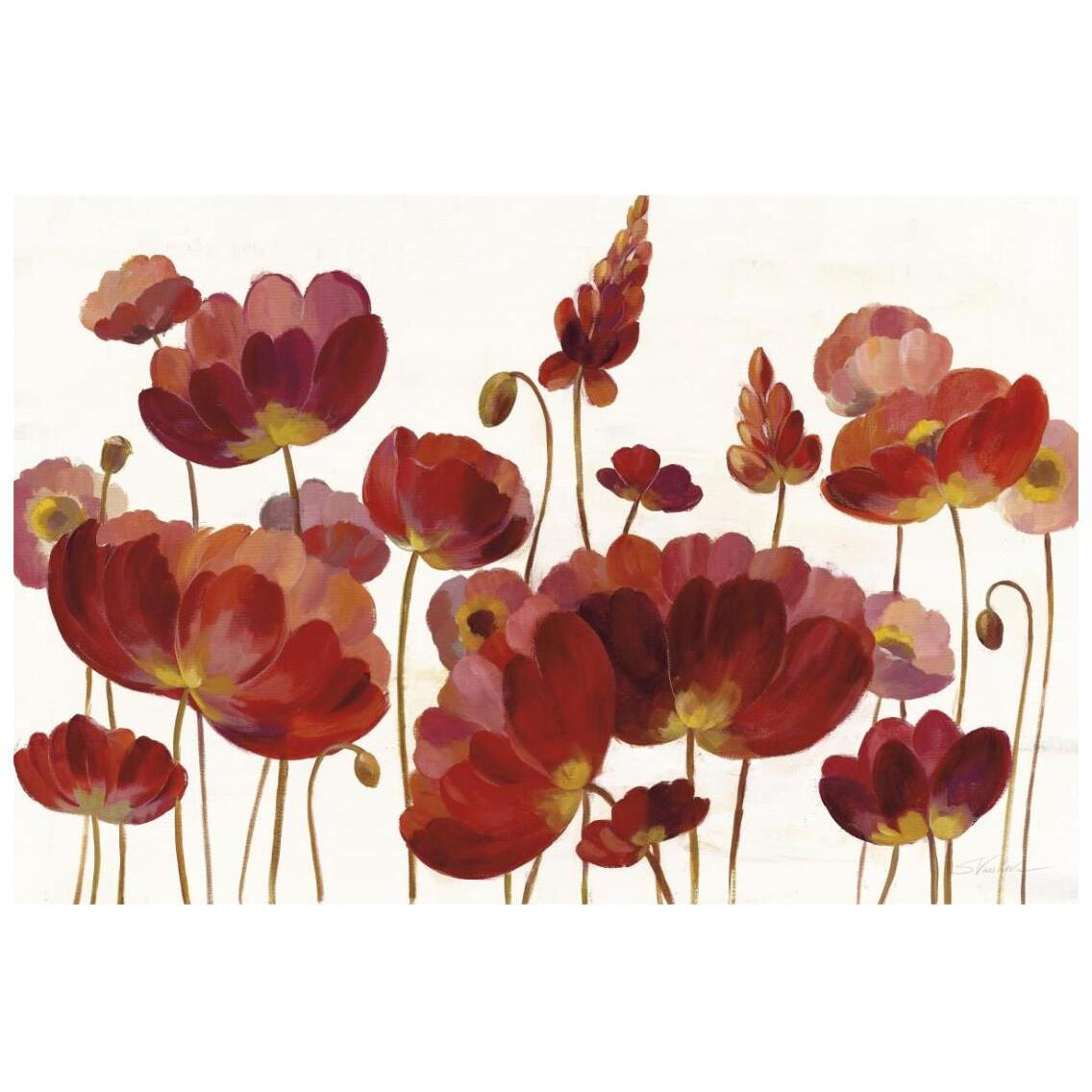 Red Flowers on White Crop -Paper Art-26&quotx18"