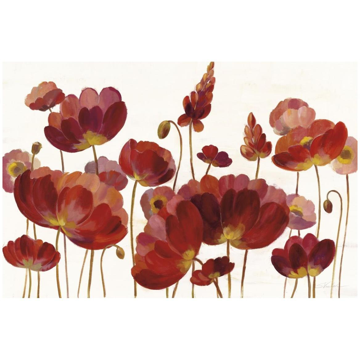 Red Flowers on White Crop -Paper Art-50&quotx34"