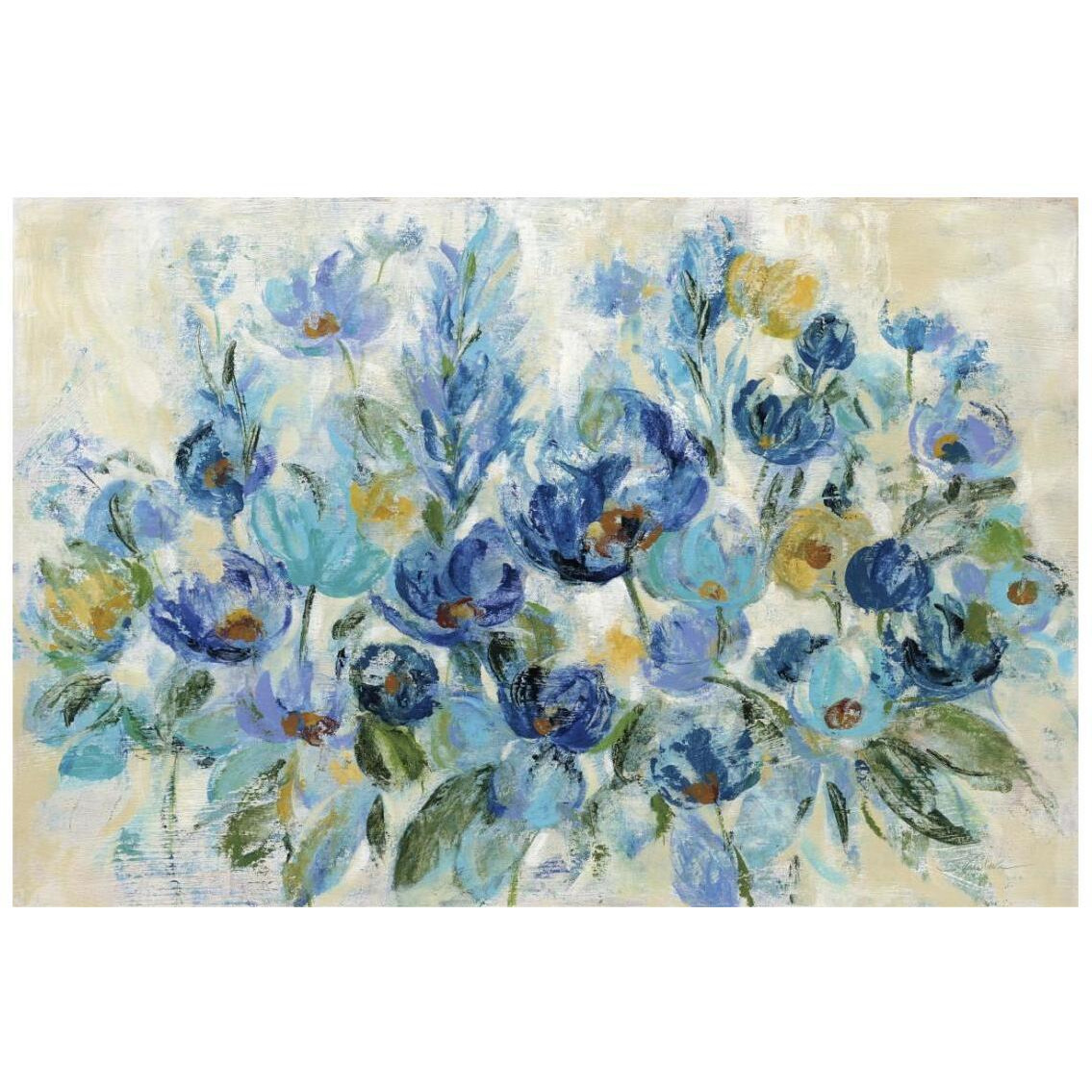 Scattered Blue Flowers -Paper Art-26&quotx18"