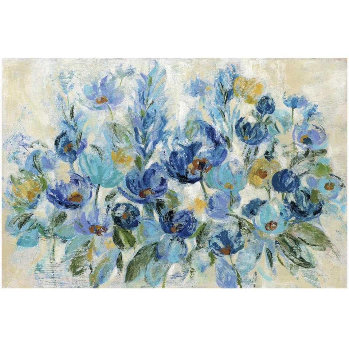 Scattered Blue Flowers -Paper Art-32&quotx22"