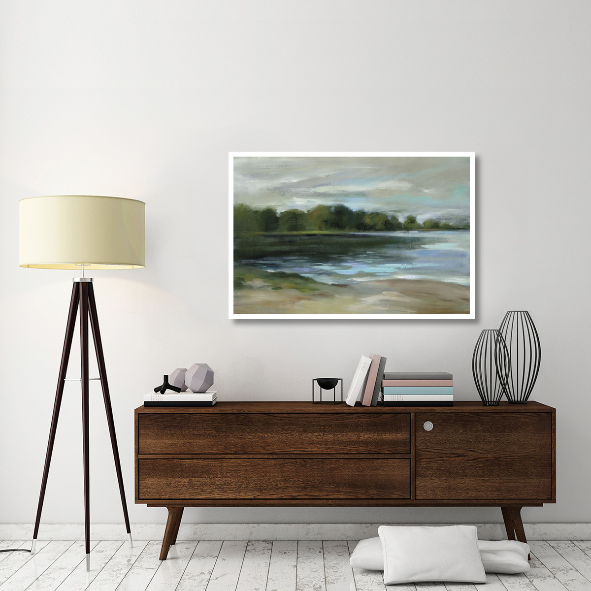 Lake Afternoon Stillness -Paper Art-50&quotx34"