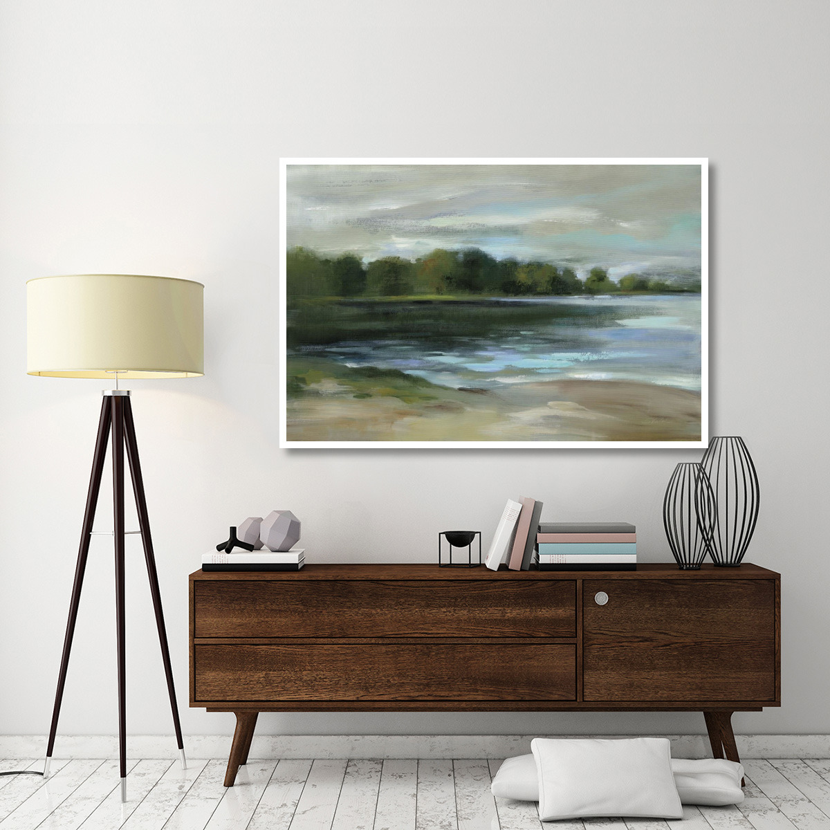 Lake Afternoon Stillness -Paper Art-62&quotx42"