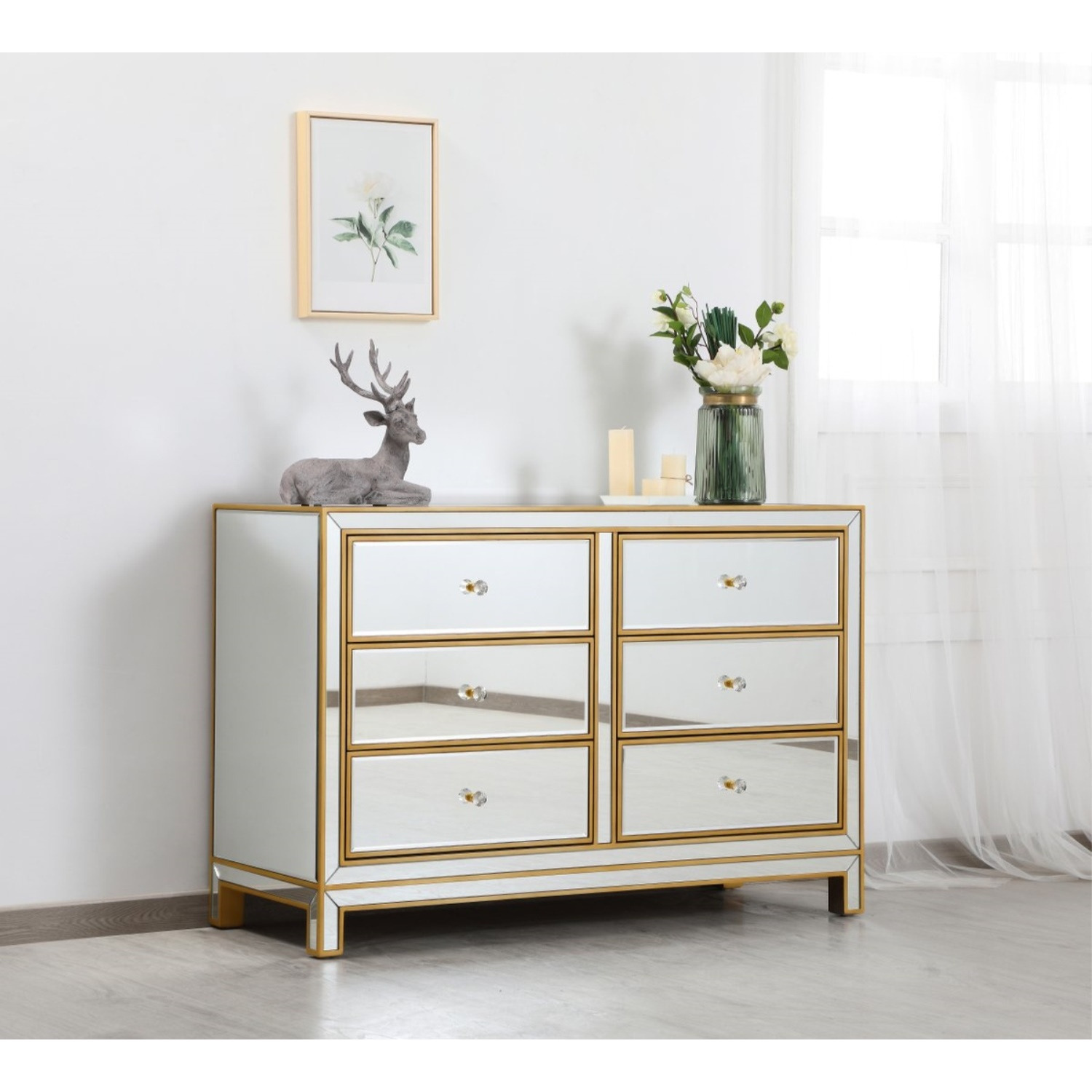 Dresser 6 drawers 48in. W x 18in. Din. x 32in. H in gold