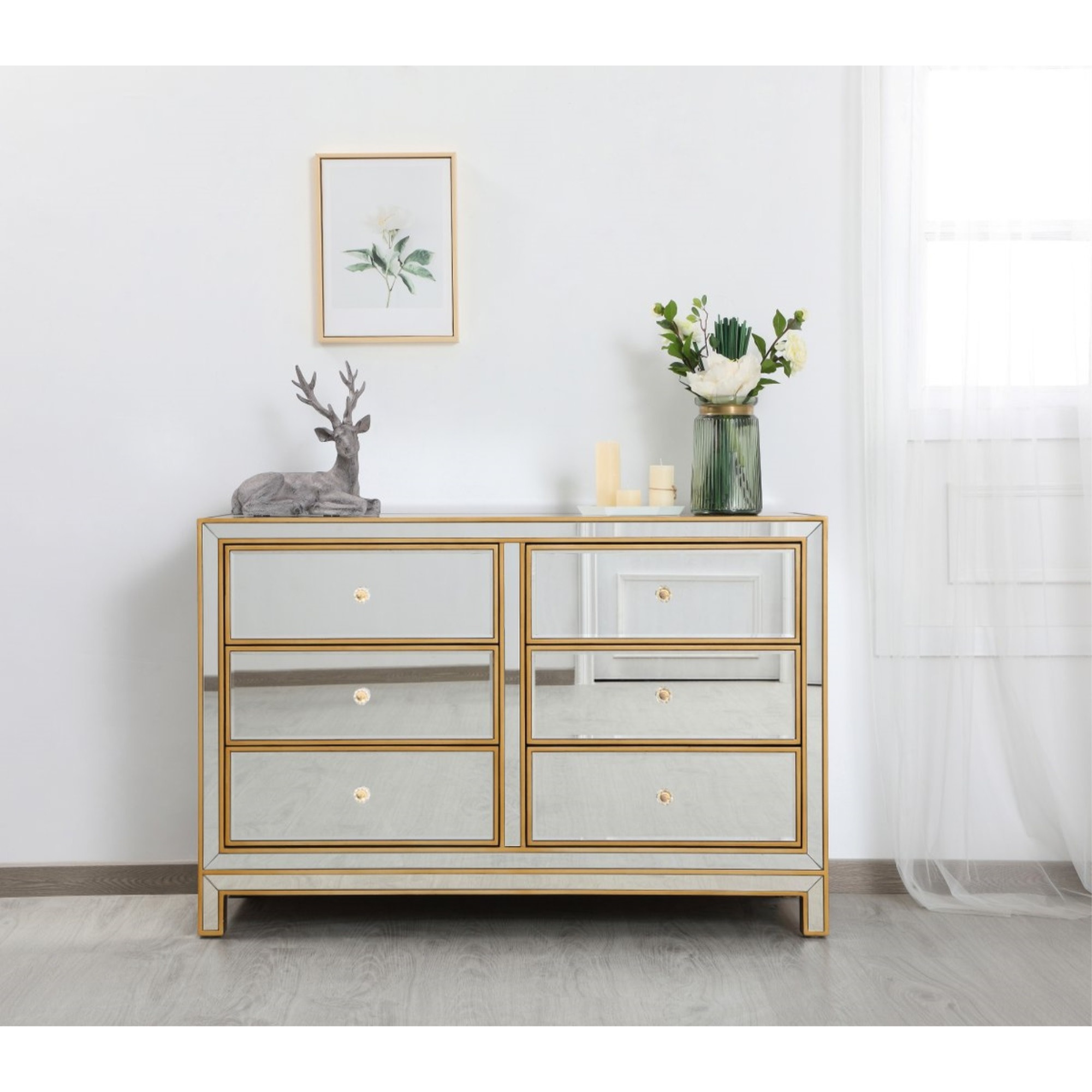 Dresser 6 drawers 48in. W x 18in. Din. x 32in. H in gold