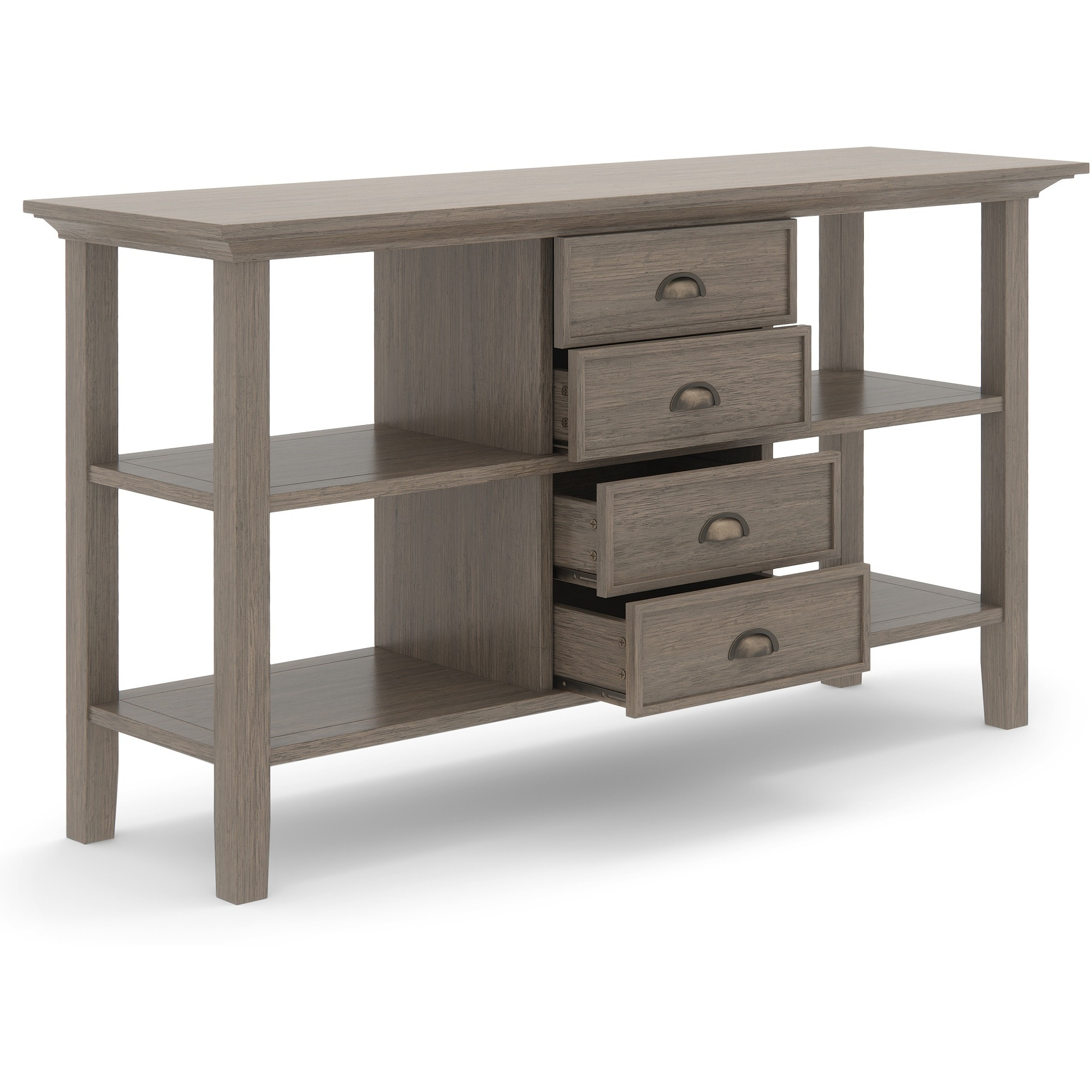 Redmond SOLID WOOD 54 inch Wide Transitional Console Sofa Table in Farmhouse Grey