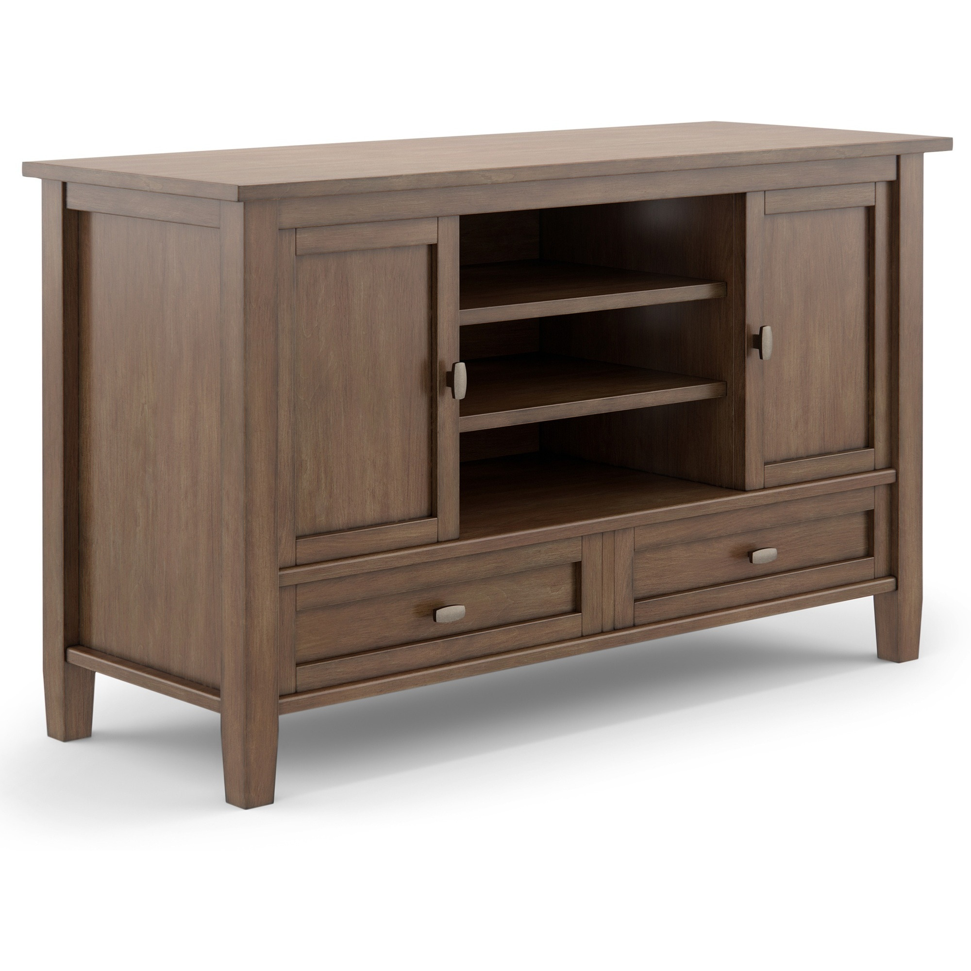 Warm Shaker SOLID WOOD 47 inch Wide Transitional TV Media Stand in Rustic Natural Aged Brown For TVs up to 50 inches