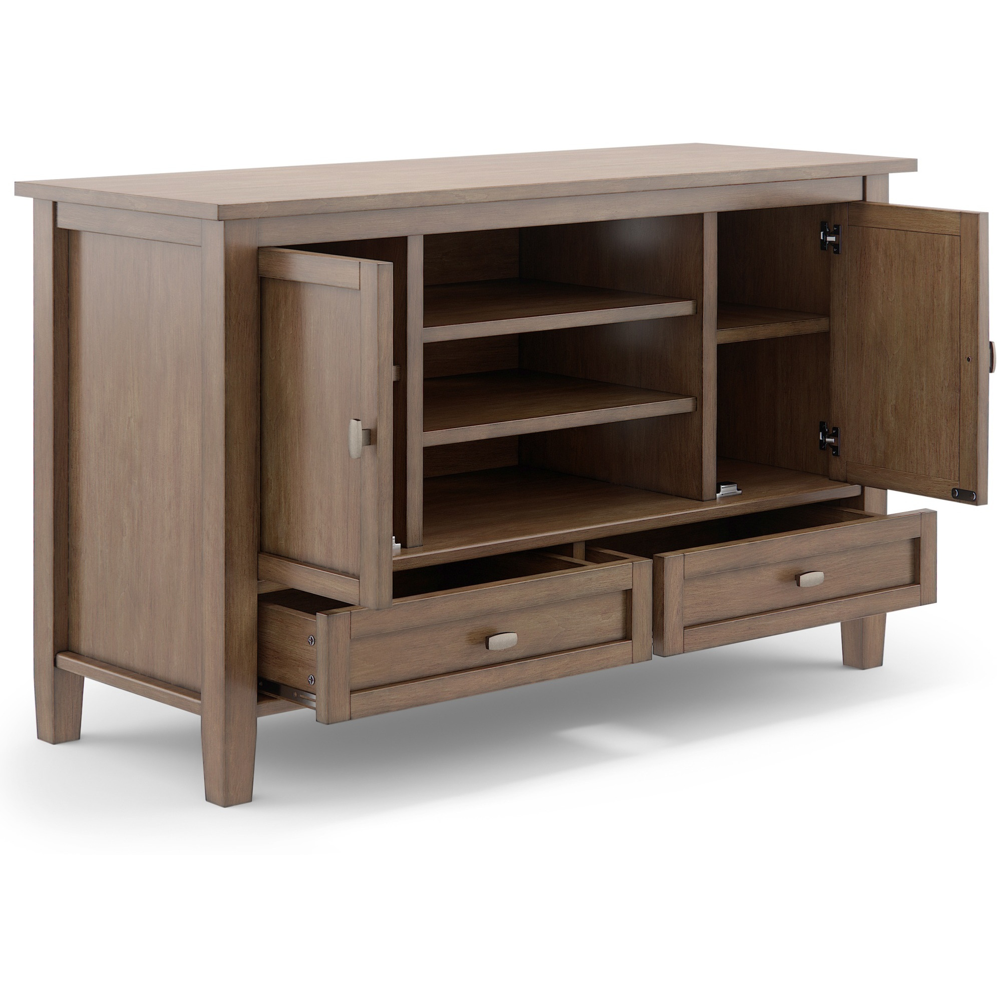Warm Shaker SOLID WOOD 47 inch Wide Transitional TV Media Stand in Rustic Natural Aged Brown For TVs up to 50 inches
