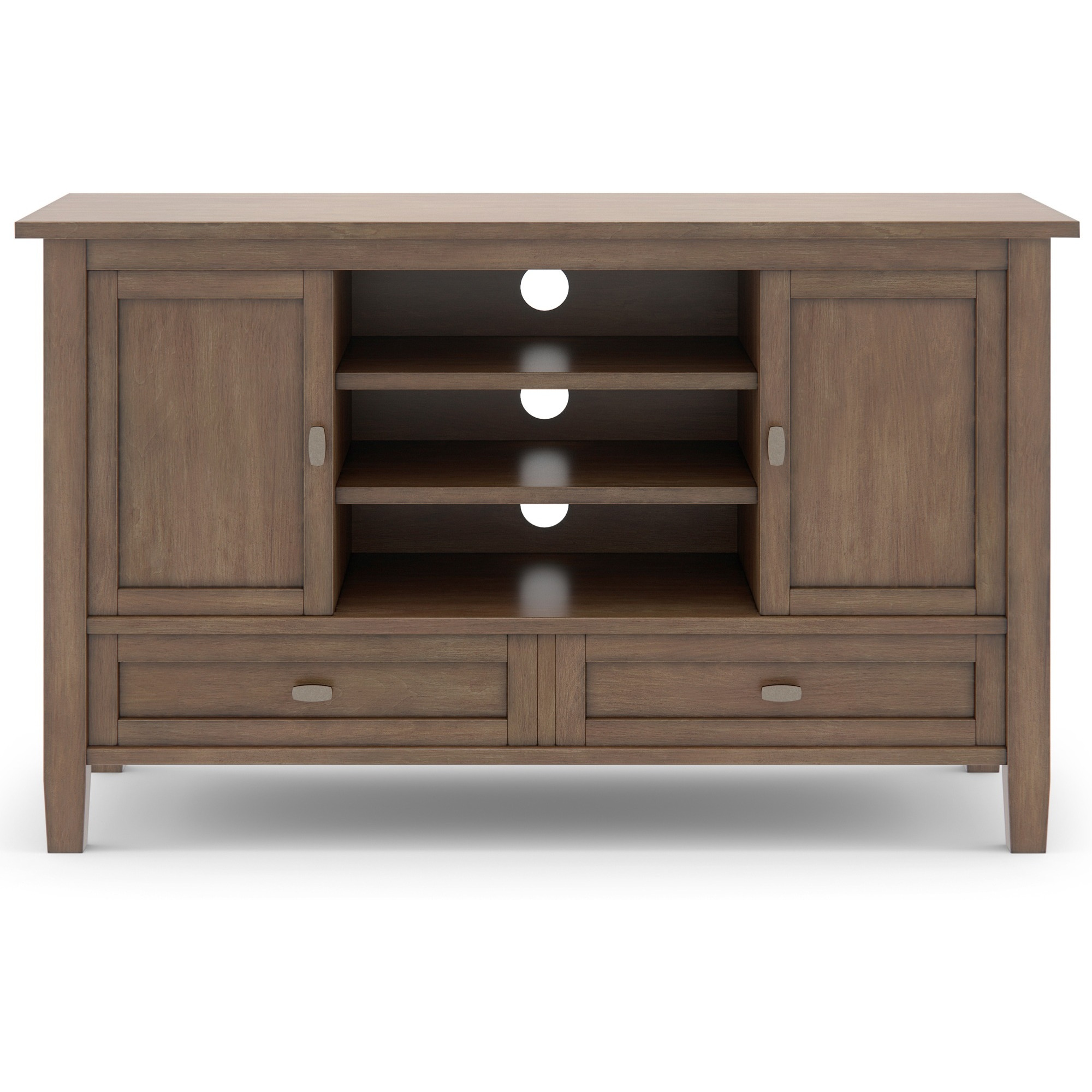 Warm Shaker SOLID WOOD 47 inch Wide Transitional TV Media Stand in Rustic Natural Aged Brown For TVs up to 50 inches