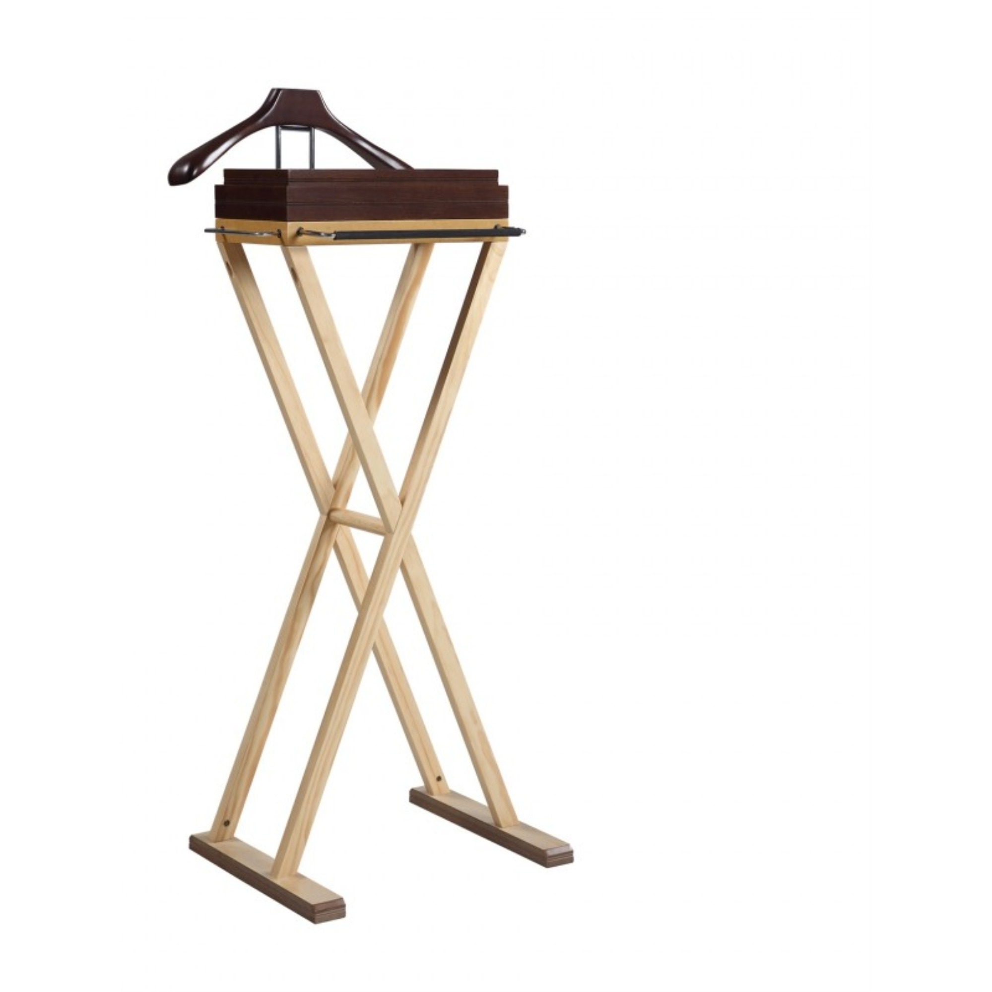 Laguna Valet,medium walnut for tray and hanger, natural color for body, chrome hardware