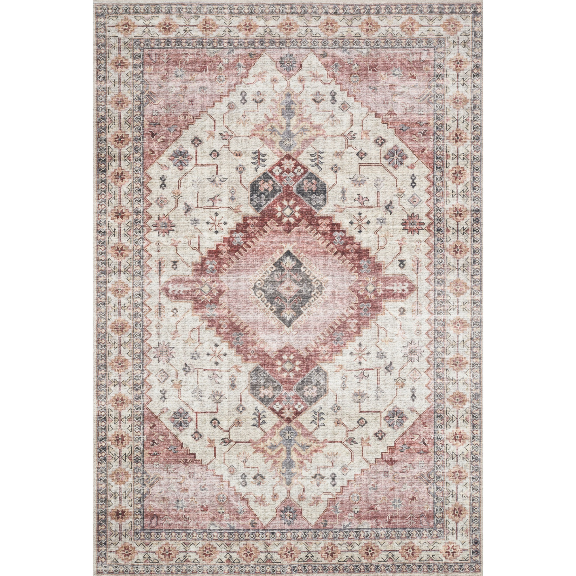 Skye Ivory / Berry - 1'-6" x 1'-6" Sample Swatch