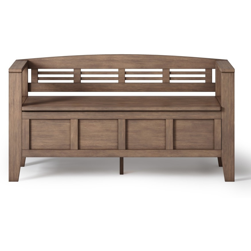 Adams SOLID WOOD 48 inch Wide Contemporary Entryway Storage Bench in Rustic Natural Aged Brown