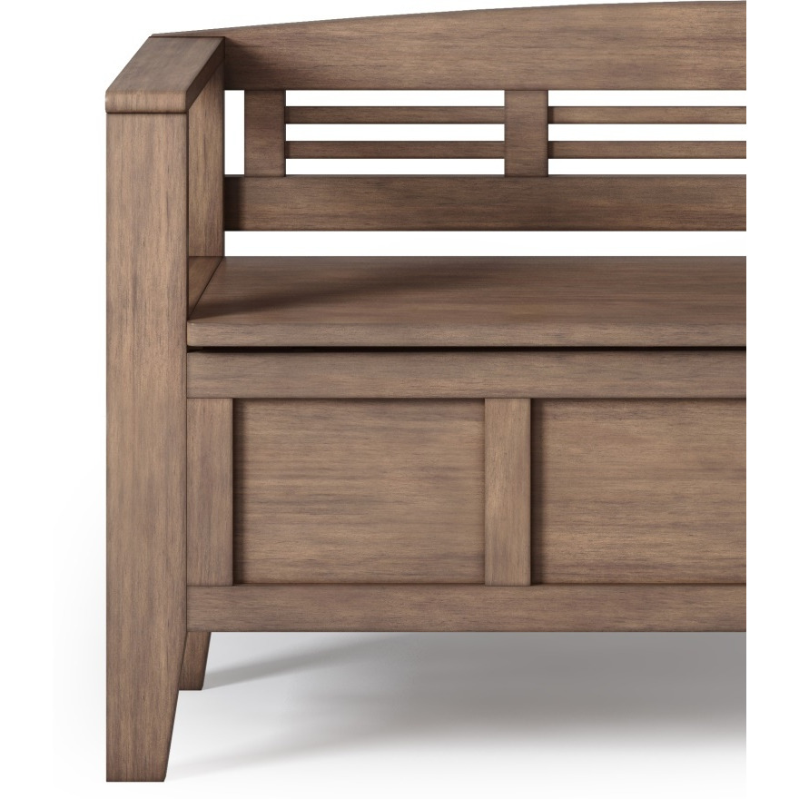 Adams SOLID WOOD 48 inch Wide Contemporary Entryway Storage Bench in Rustic Natural Aged Brown