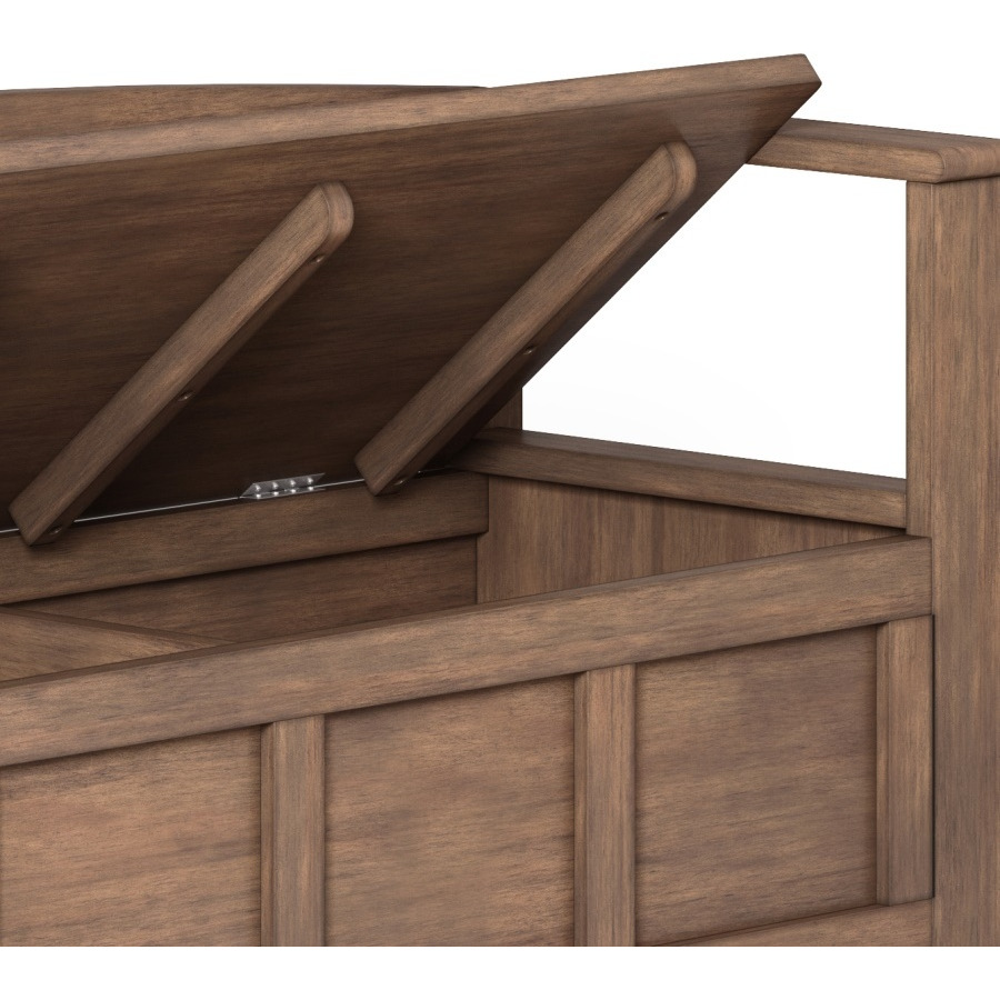 Adams SOLID WOOD 48 inch Wide Contemporary Entryway Storage Bench in Rustic Natural Aged Brown