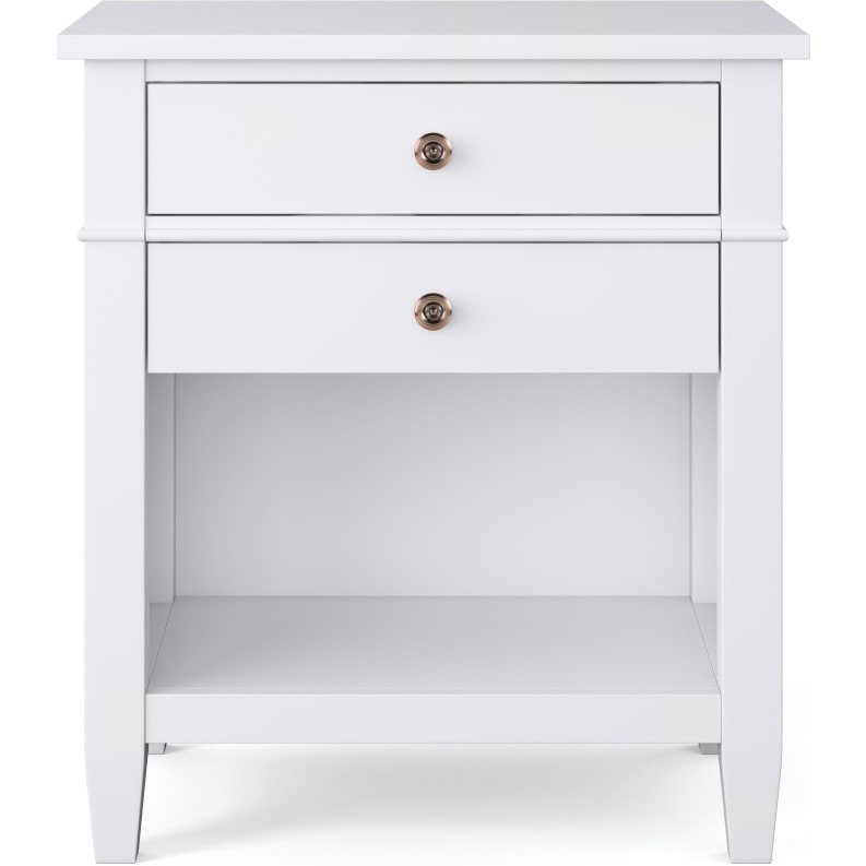 Carlton SOLID WOOD 24 inch Wide Transitional Bedside Nightstand Table in White
