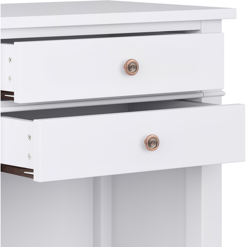 Carlton SOLID WOOD 24 inch Wide Transitional Bedside Nightstand Table in White