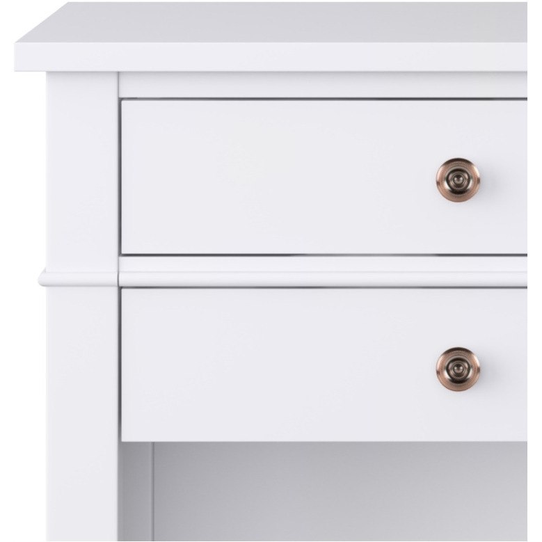 Carlton SOLID WOOD 24 inch Wide Transitional Bedside Nightstand Table in White